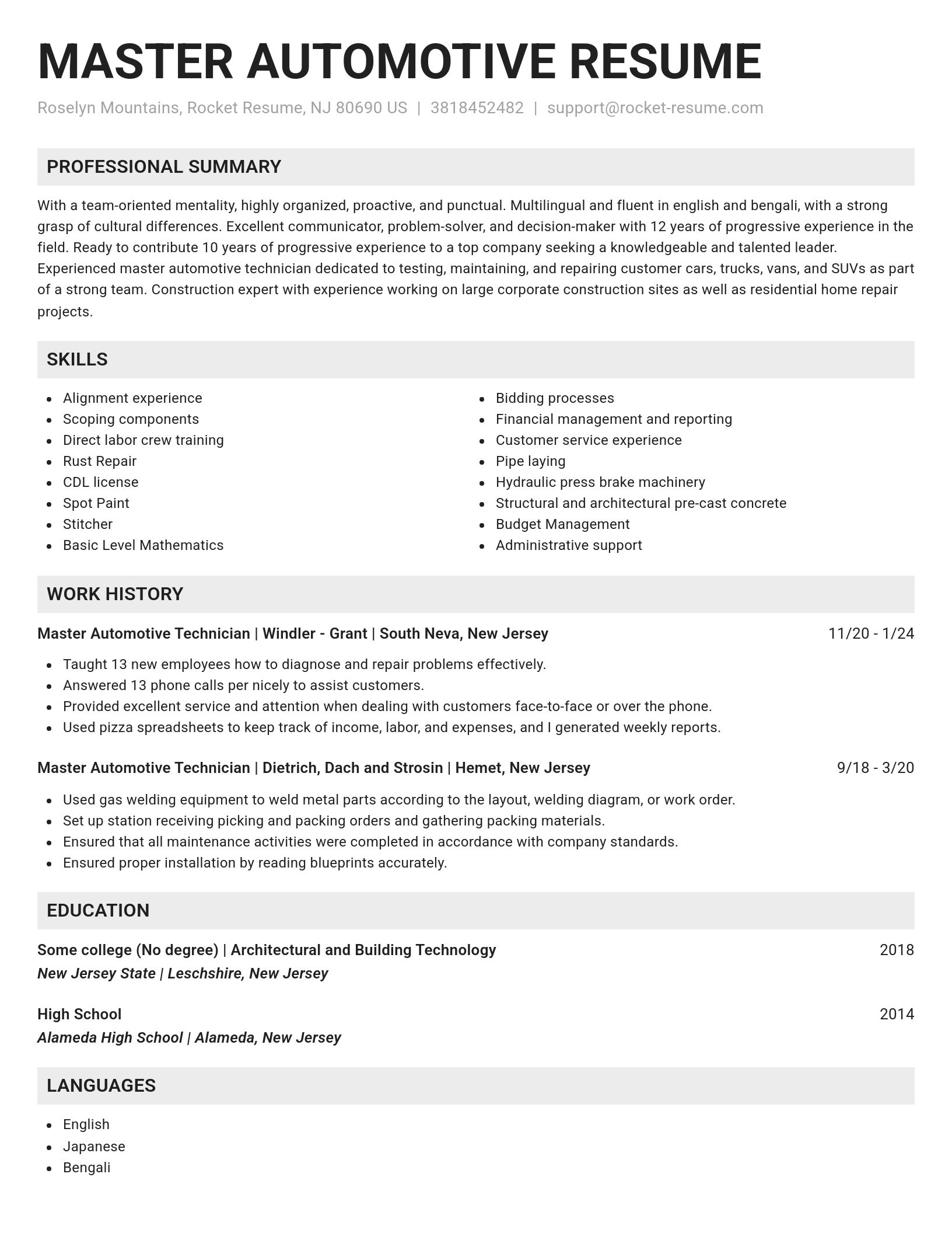 Genius resume template