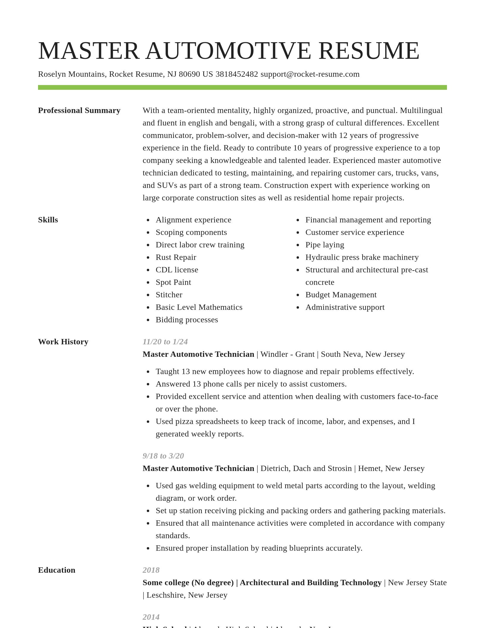 Smart resume template