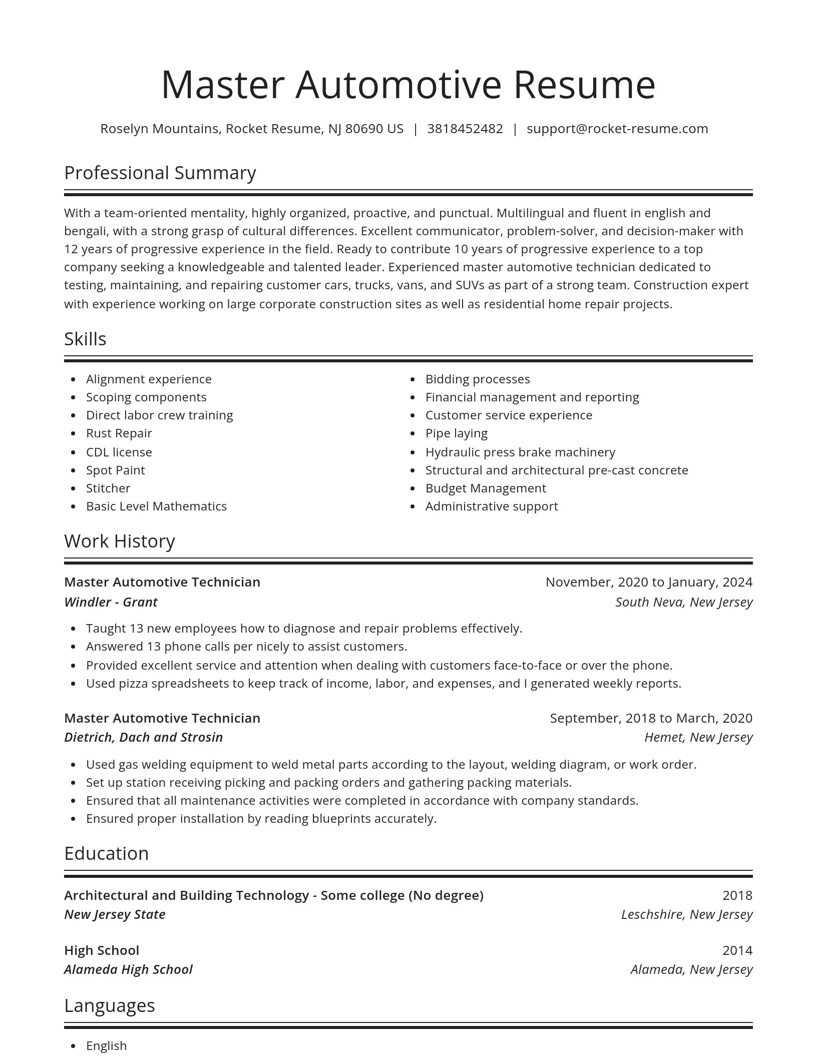 Spotlight resume template