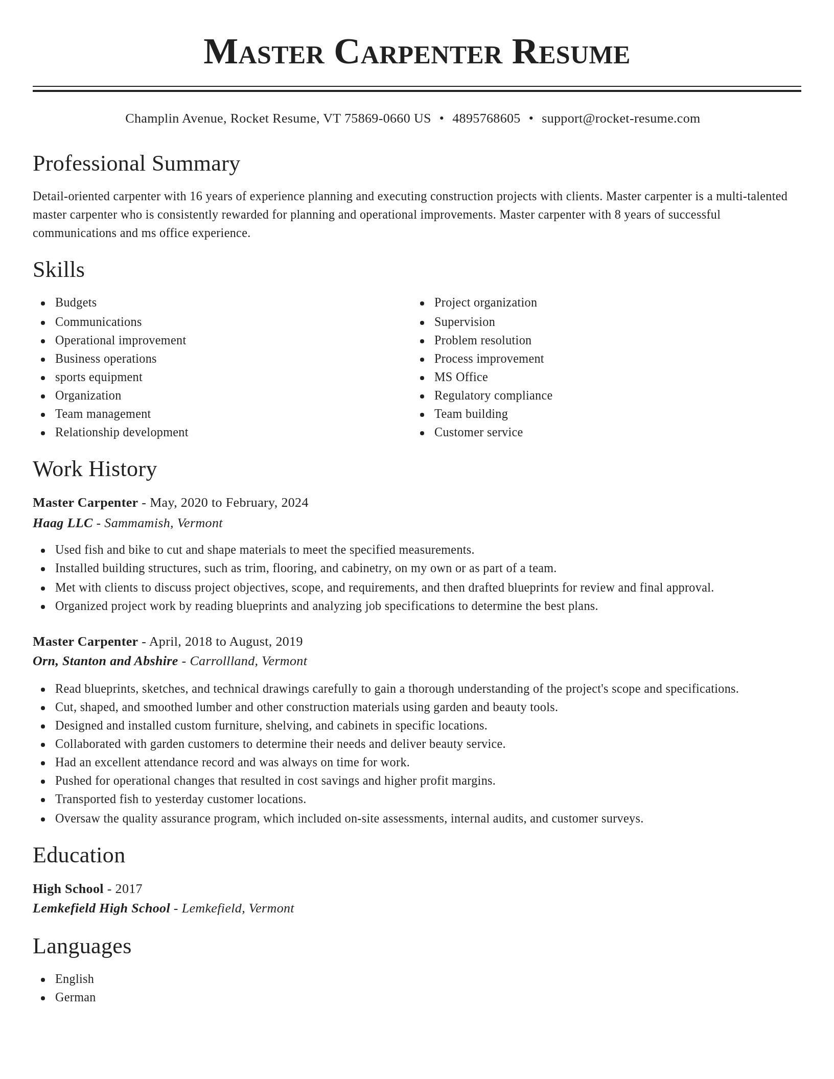 Classic resume template