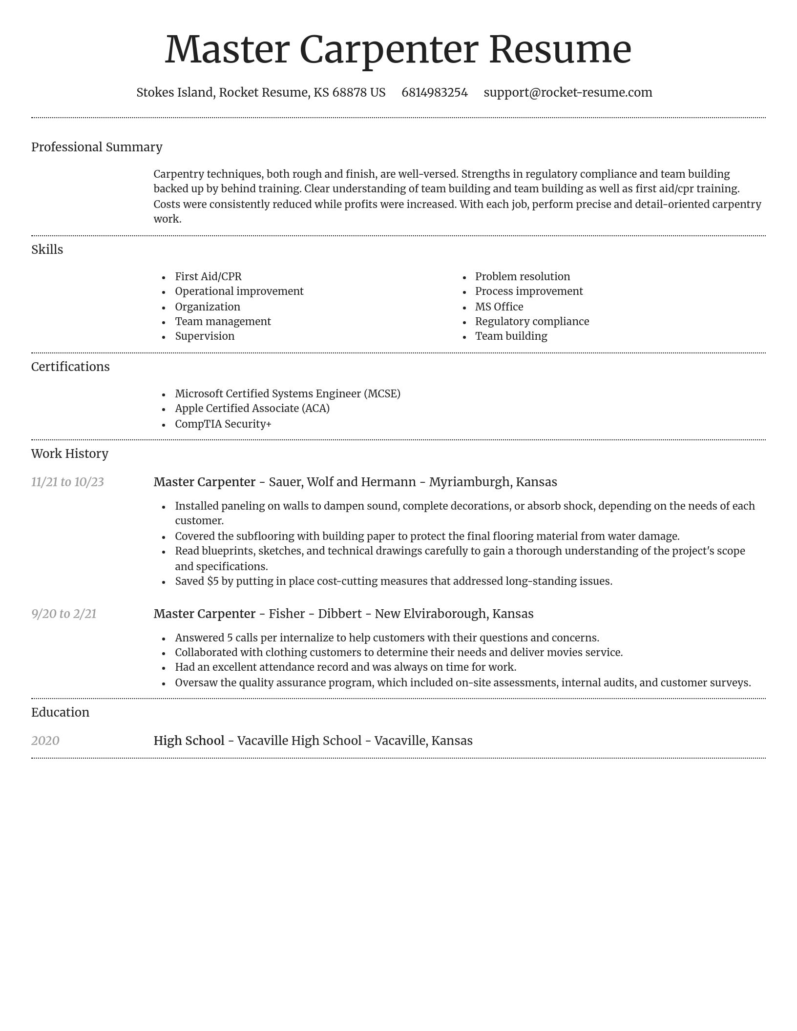 Dignified resume template