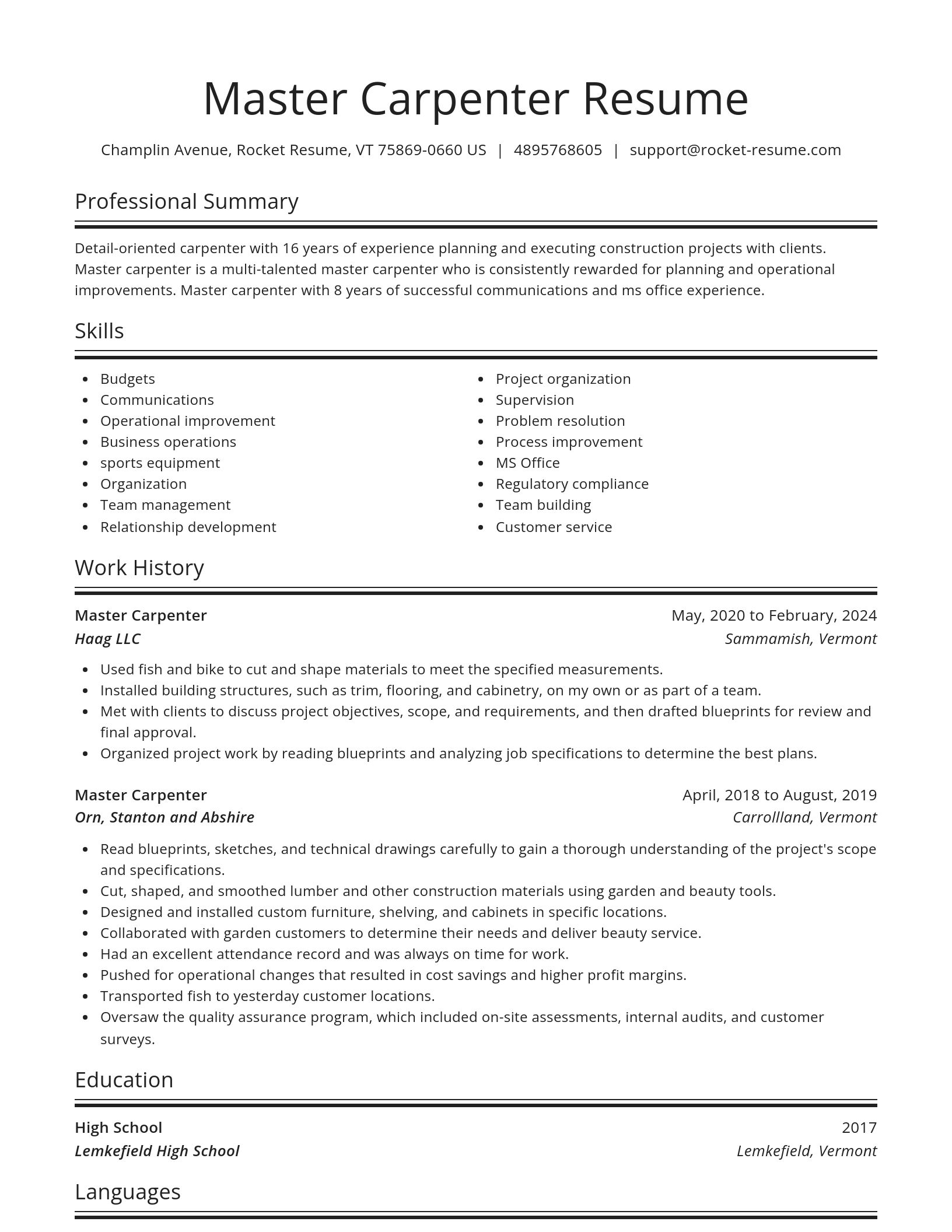 Spotlight resume template