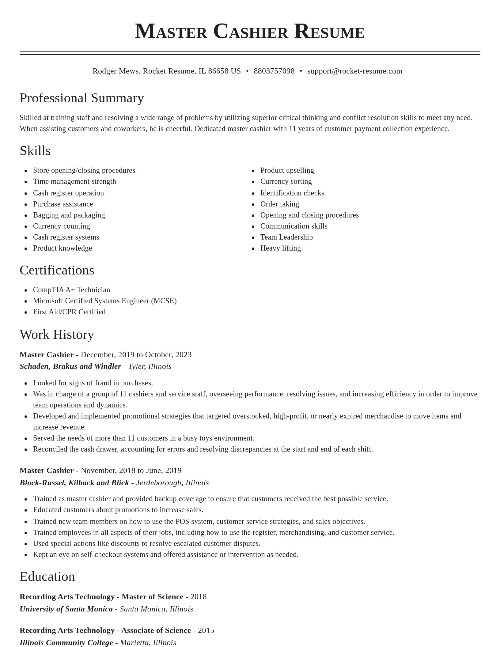 Classic resume template
