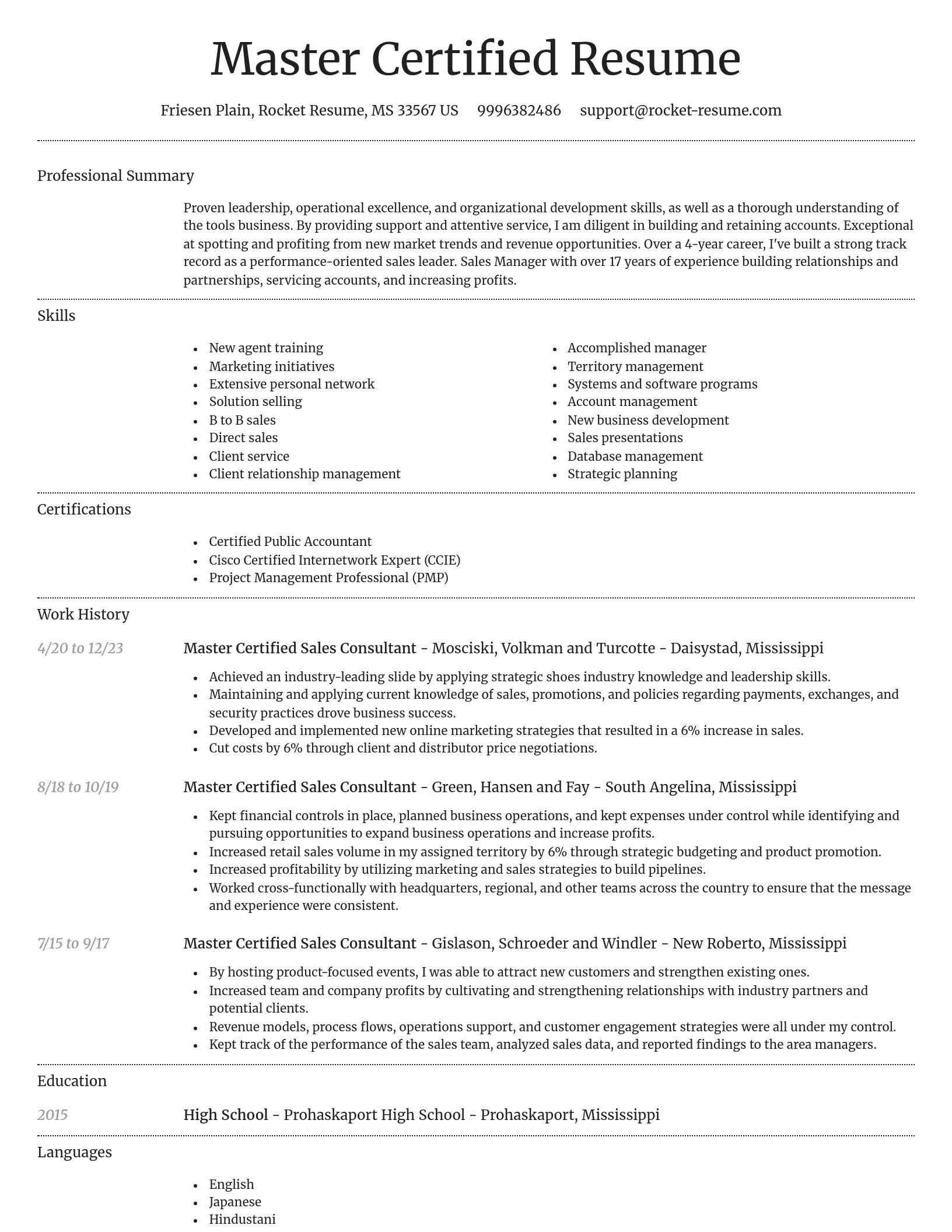 Dignified resume template