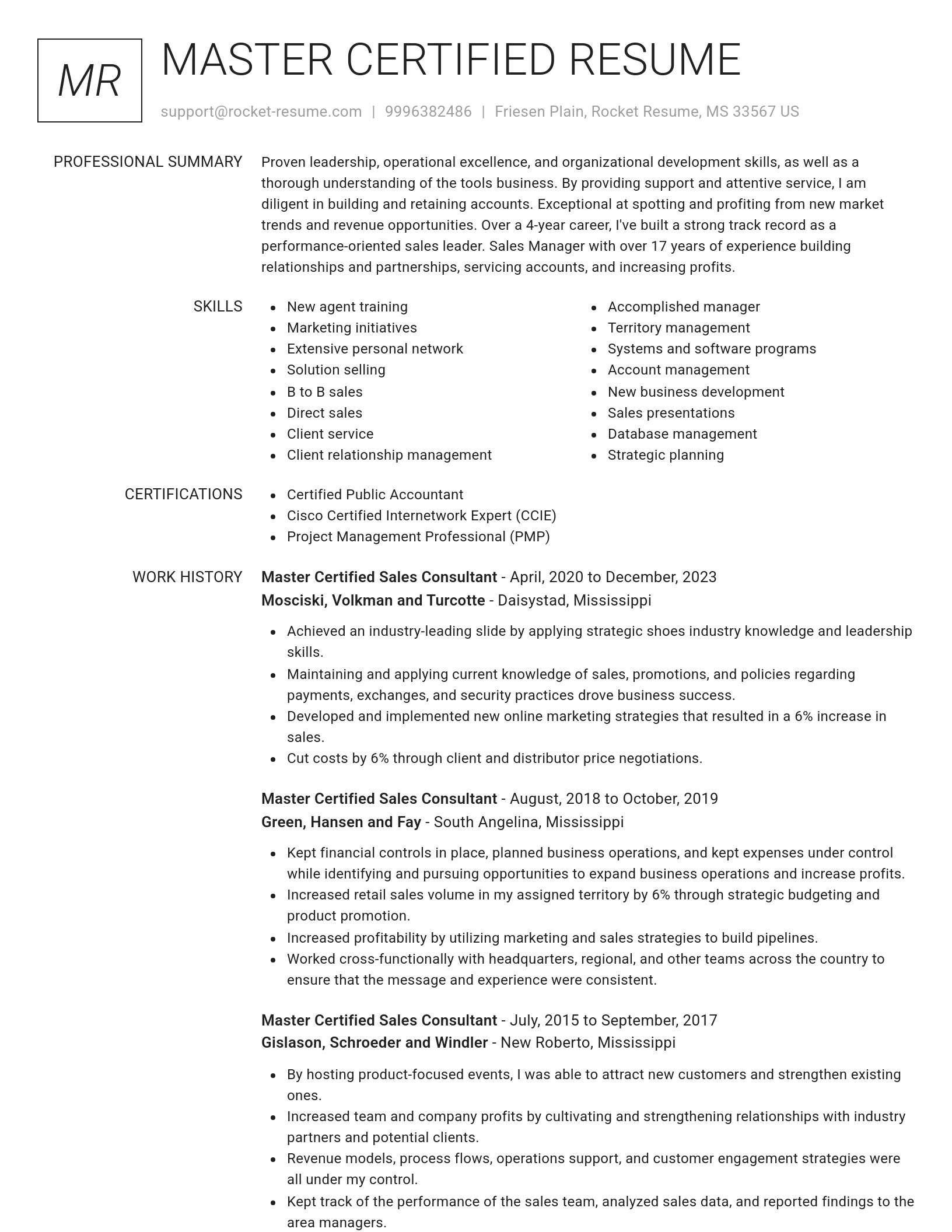 Renowned resume template