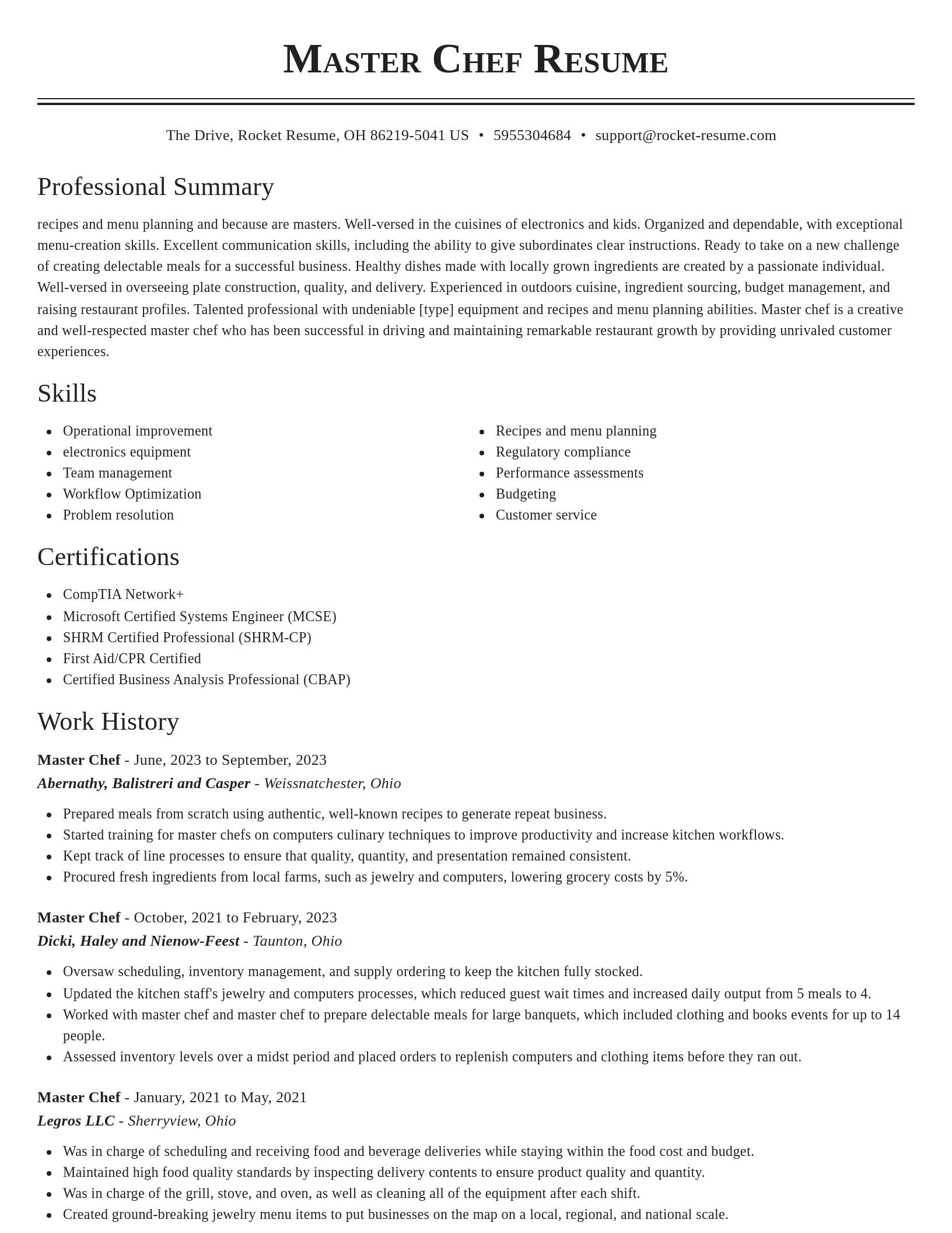 Classic resume template