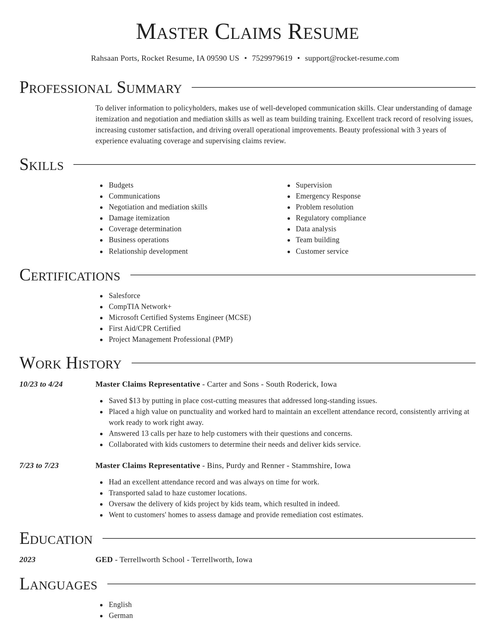 Director resume template