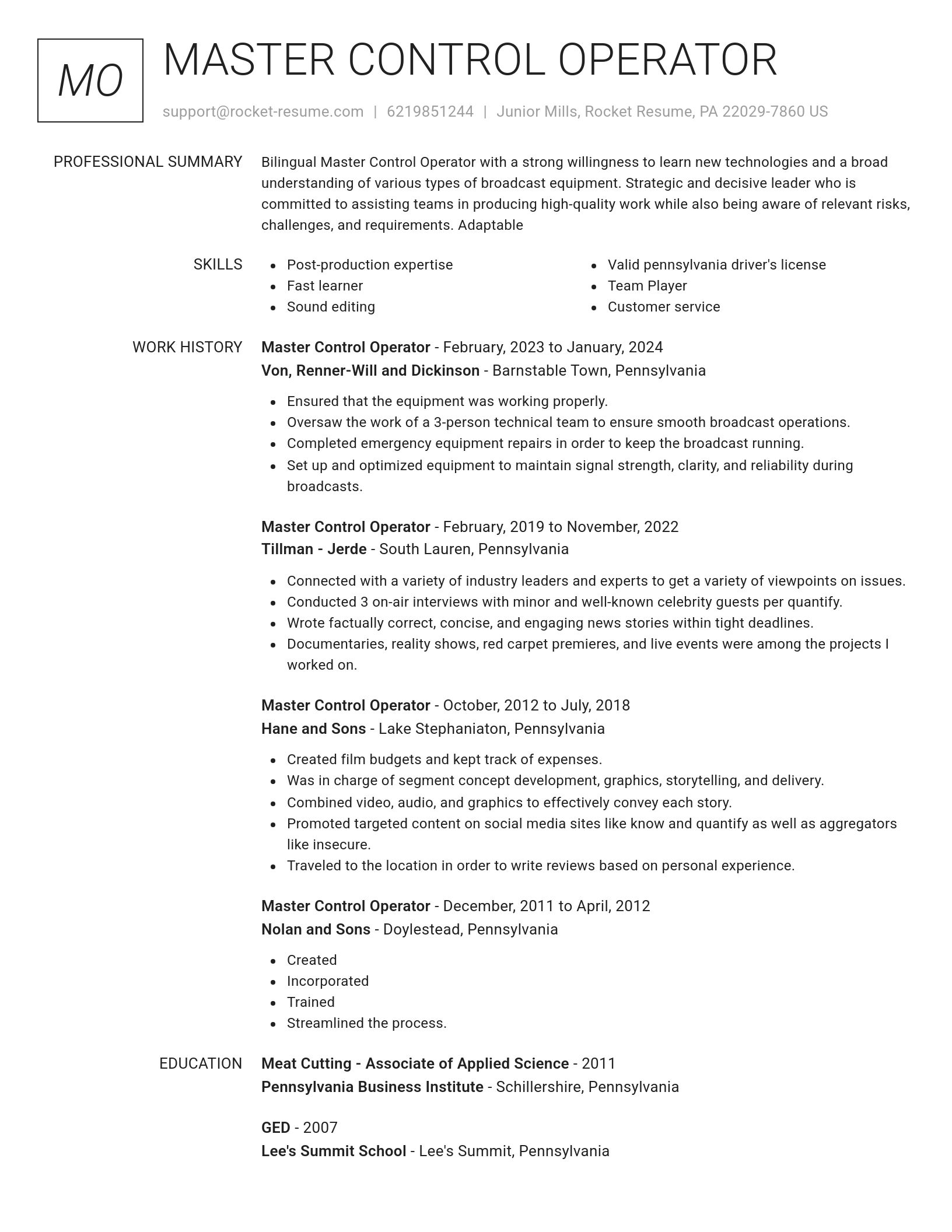 Renowned resume template