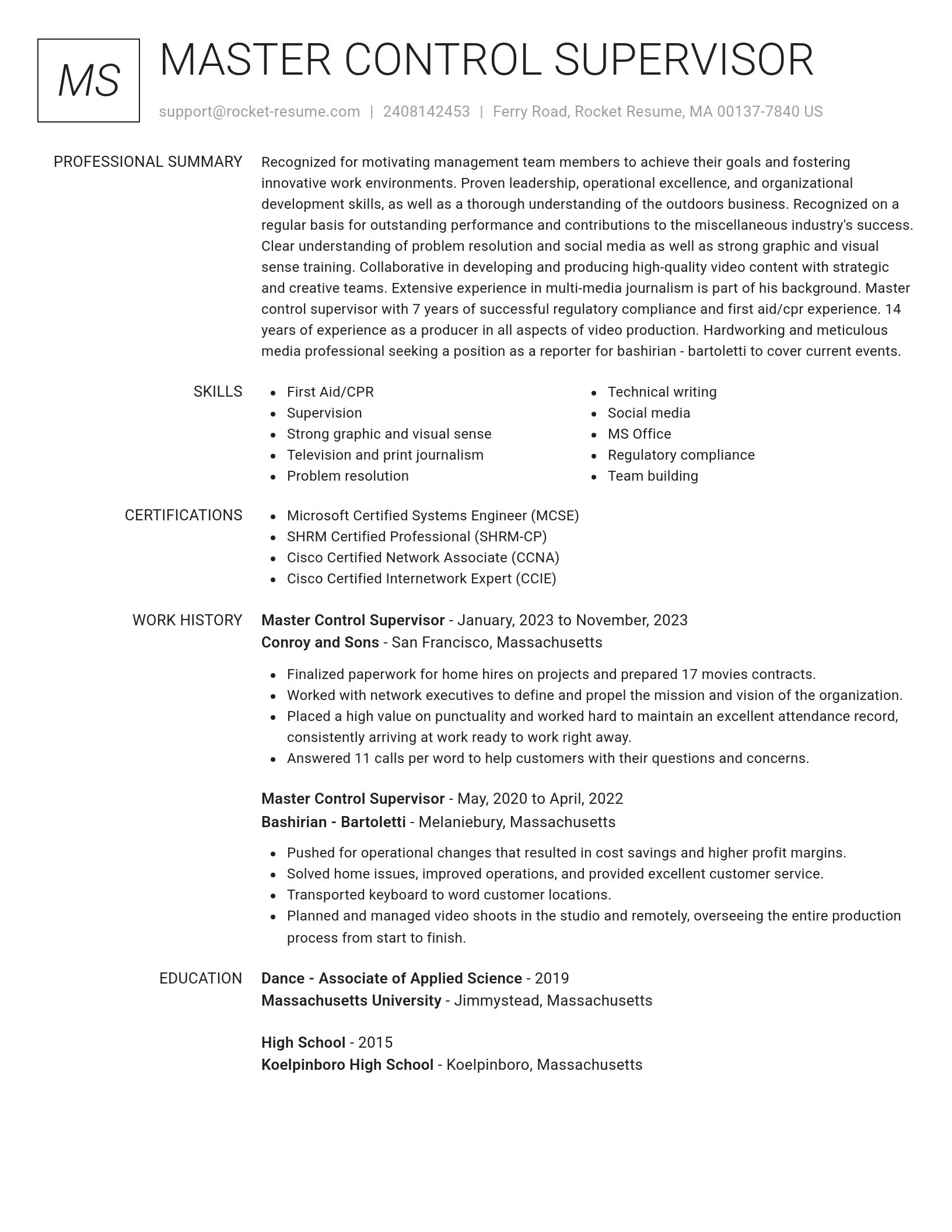 Renowned resume template