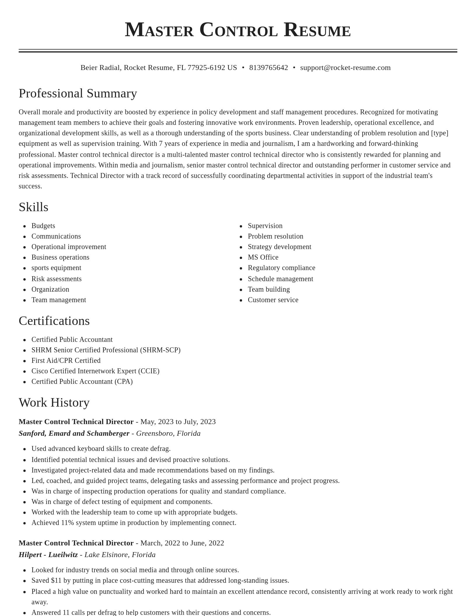 Classic resume template