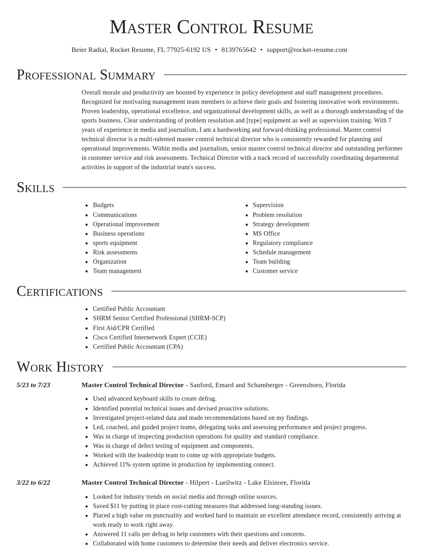Director resume template