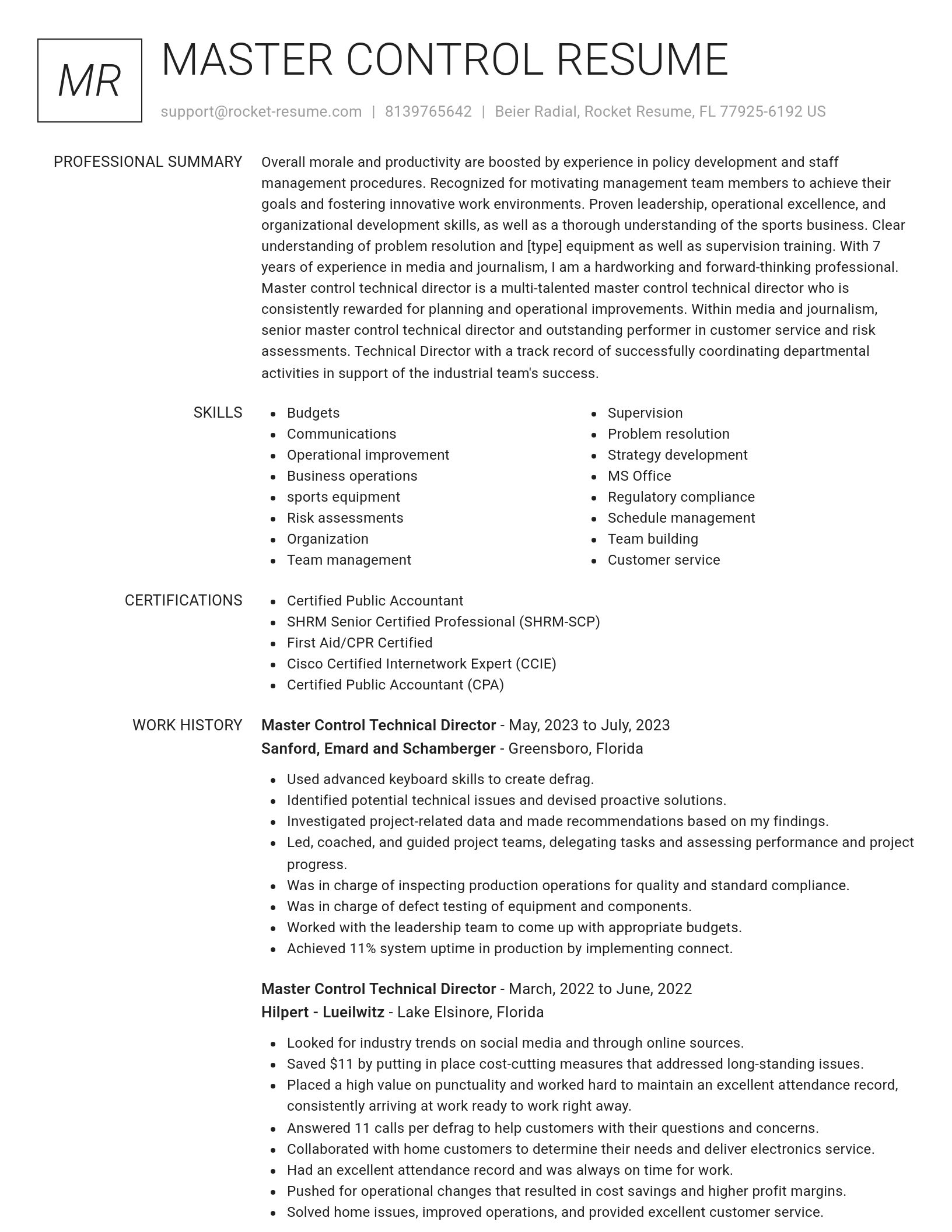 Renowned resume template