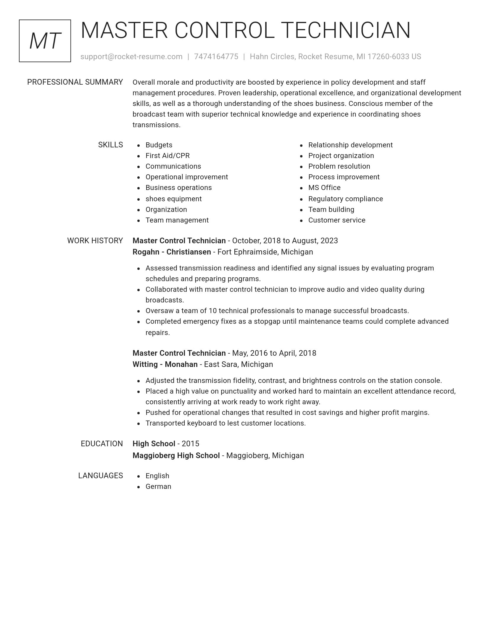 Renowned resume template