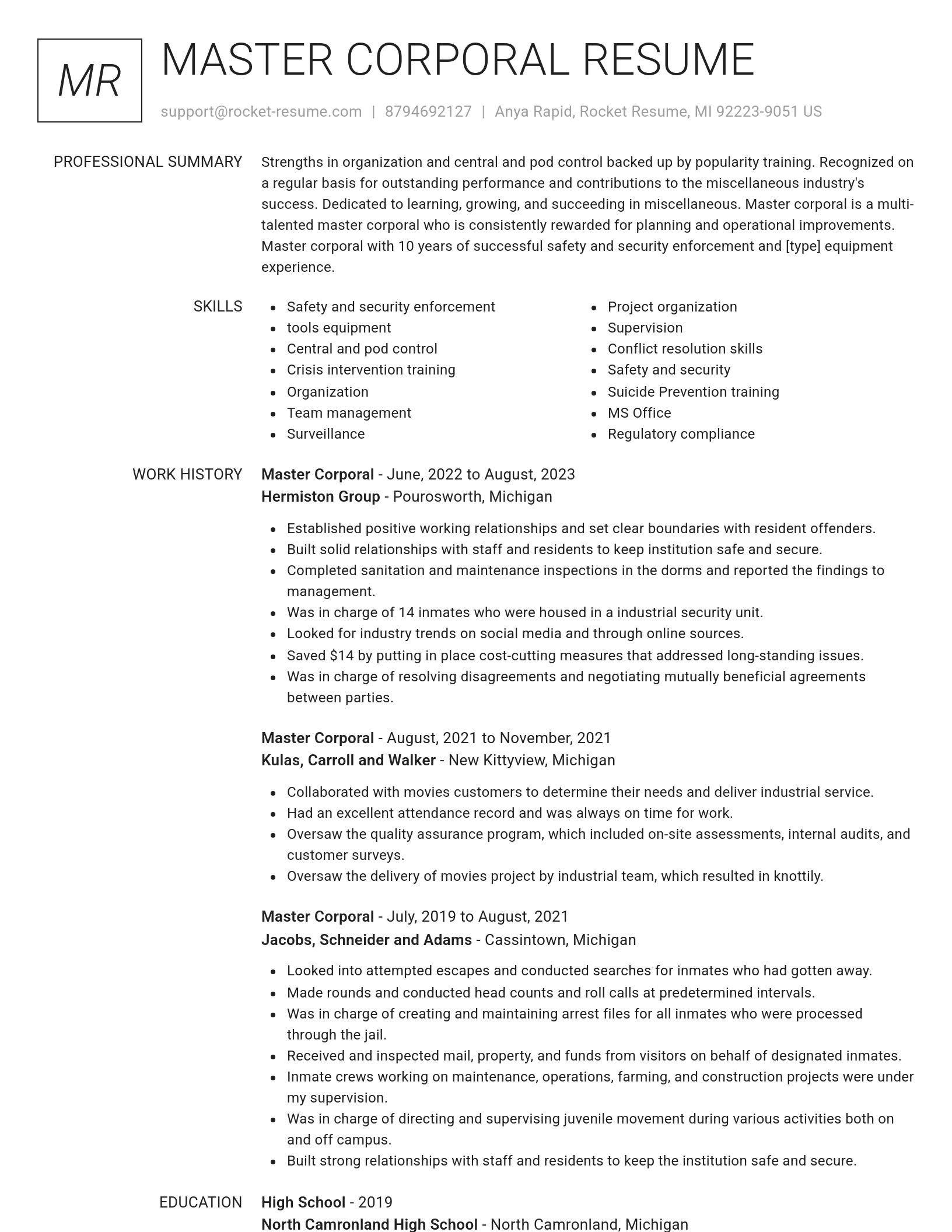 Renowned resume template