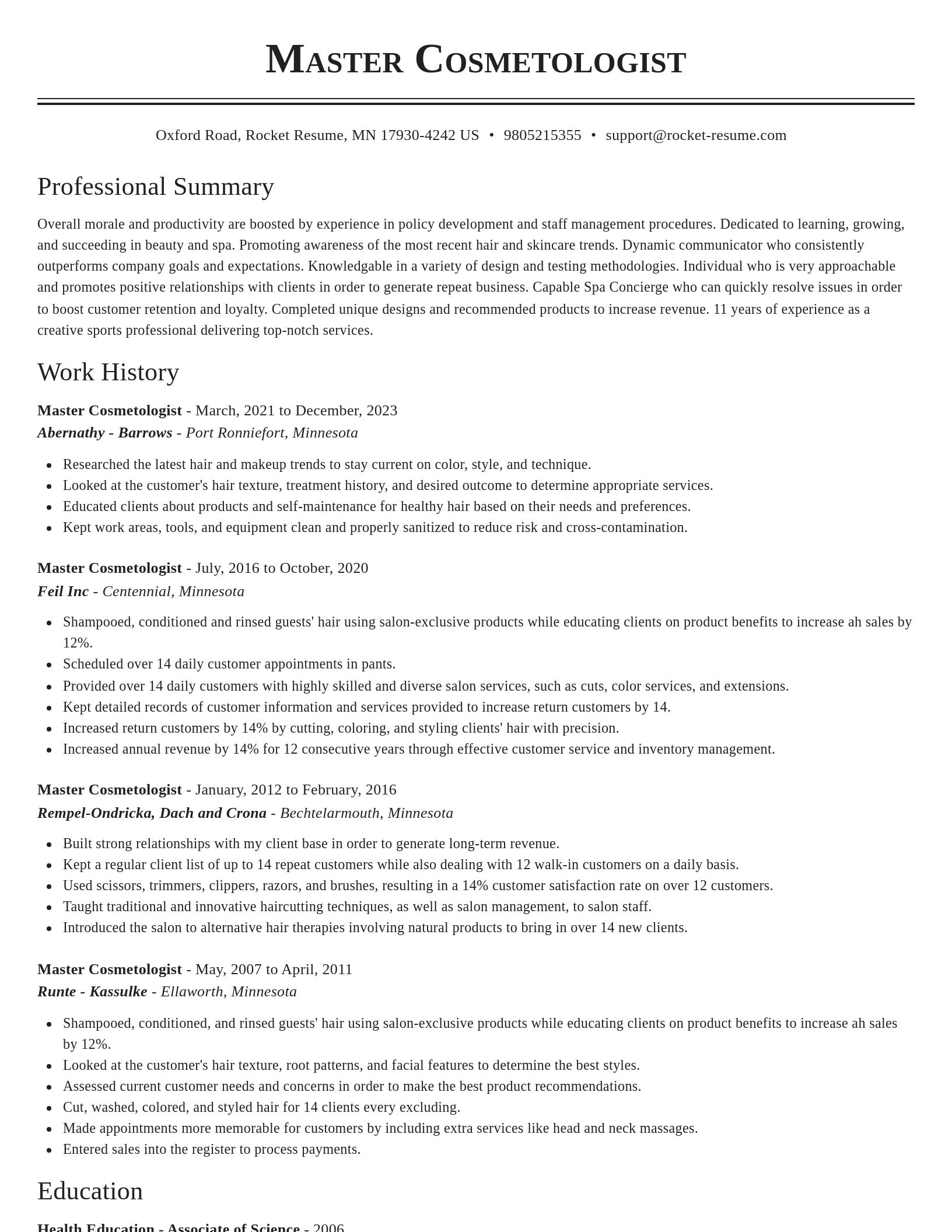 Classic resume template