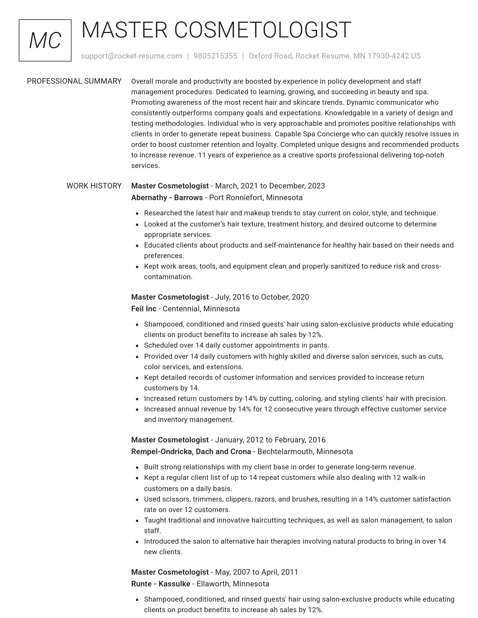 Renowned resume template