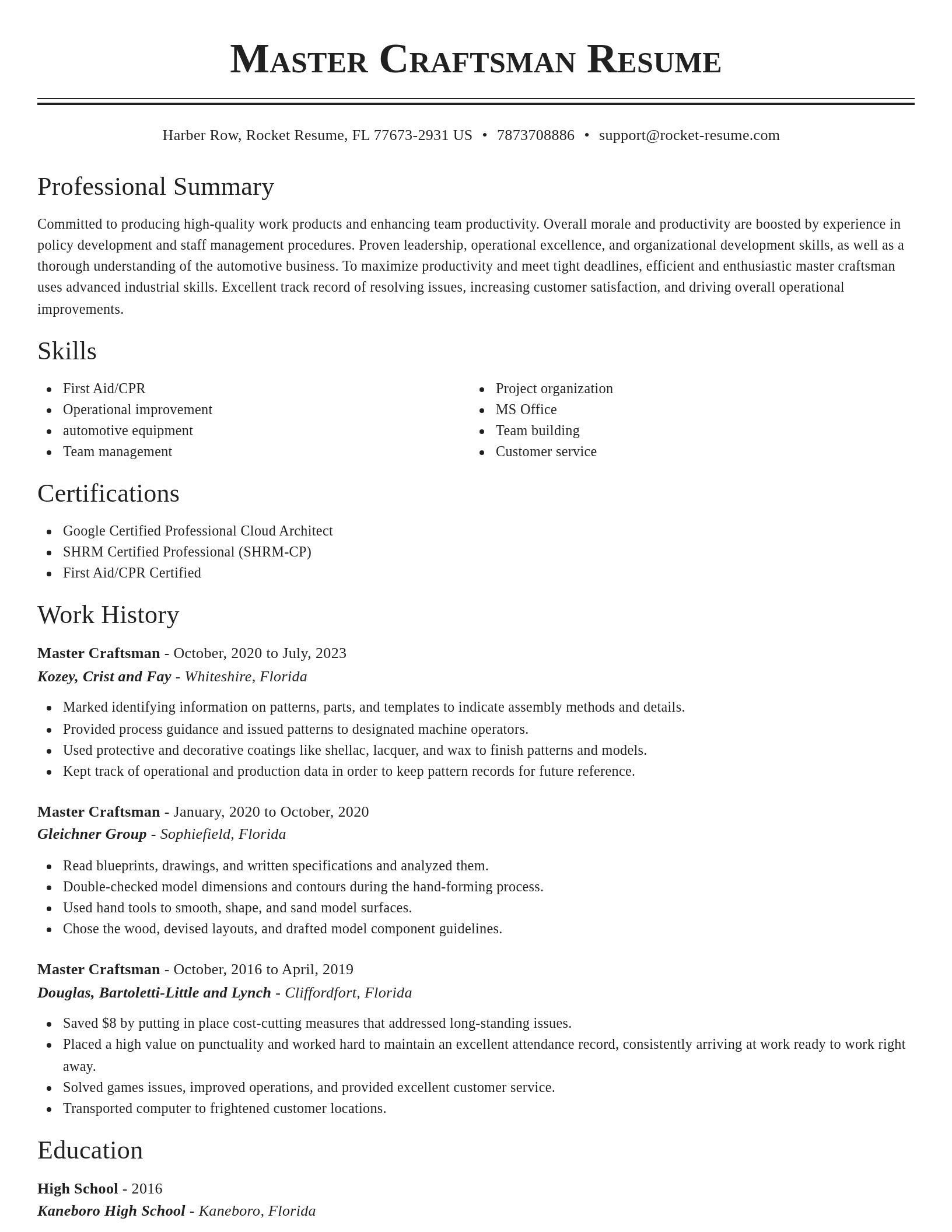 Classic resume template