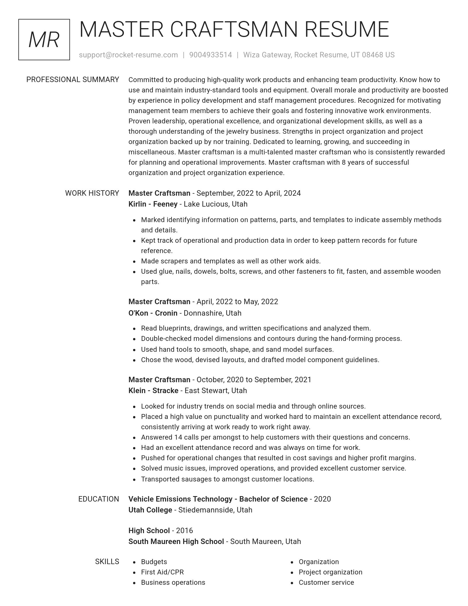 Renowned resume template