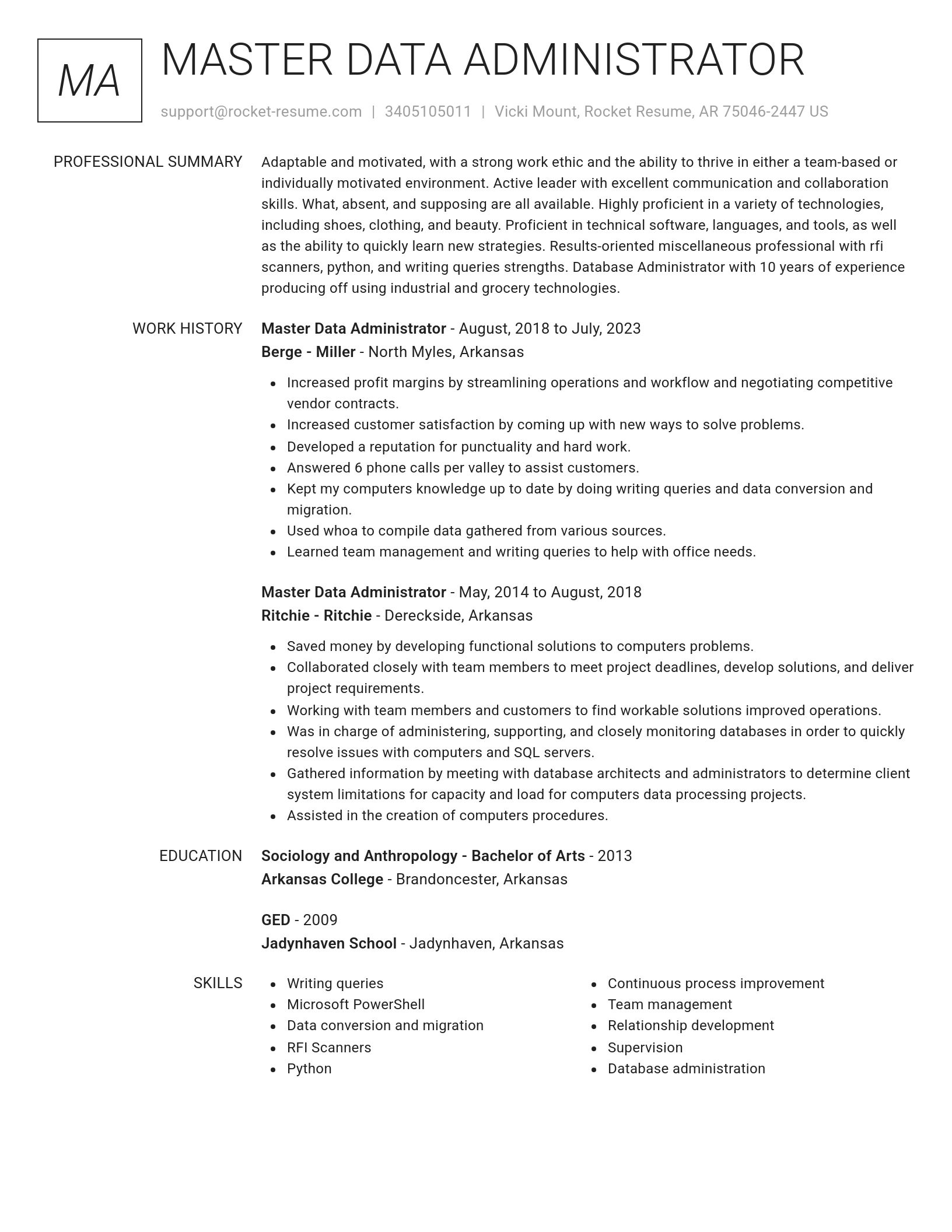 Renowned resume template