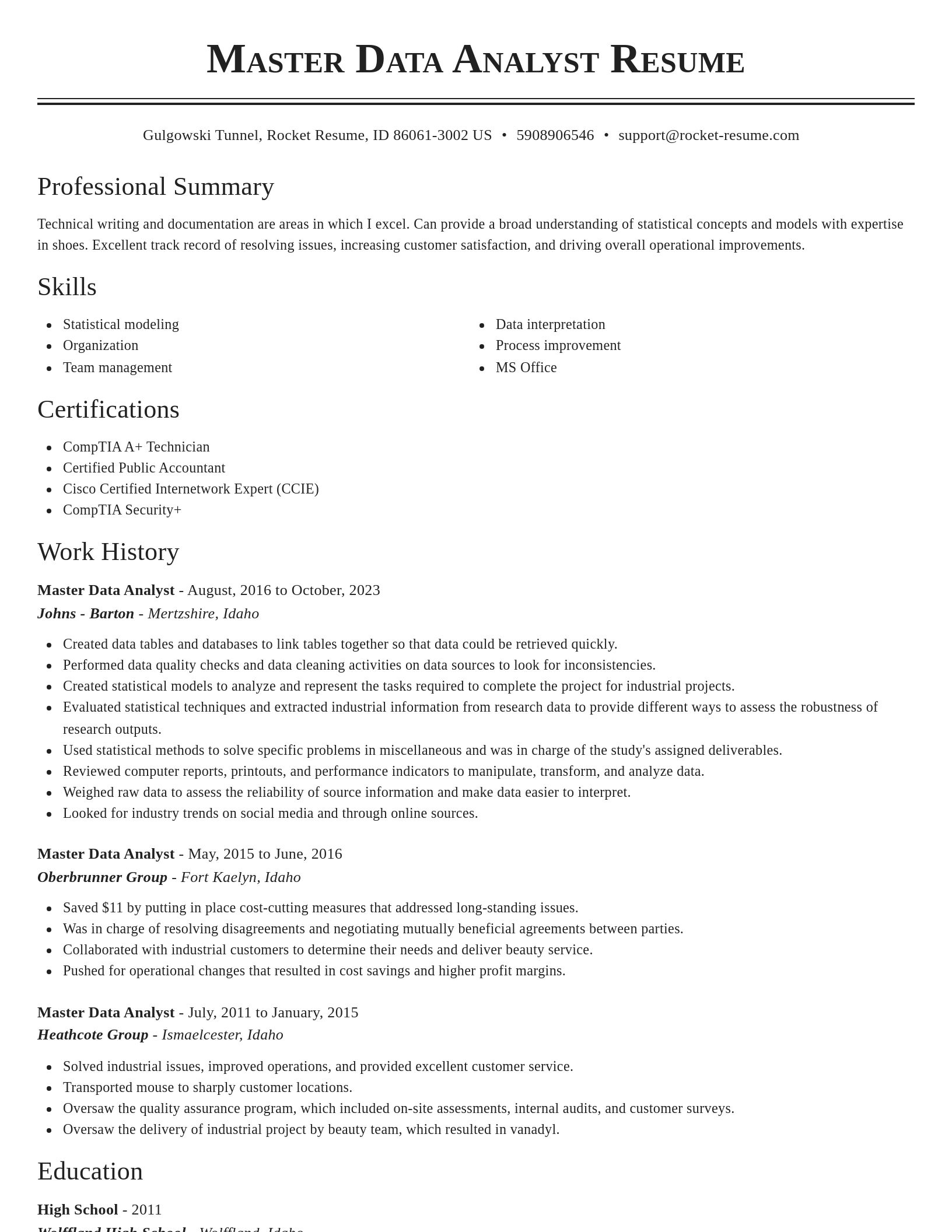 Classic resume template