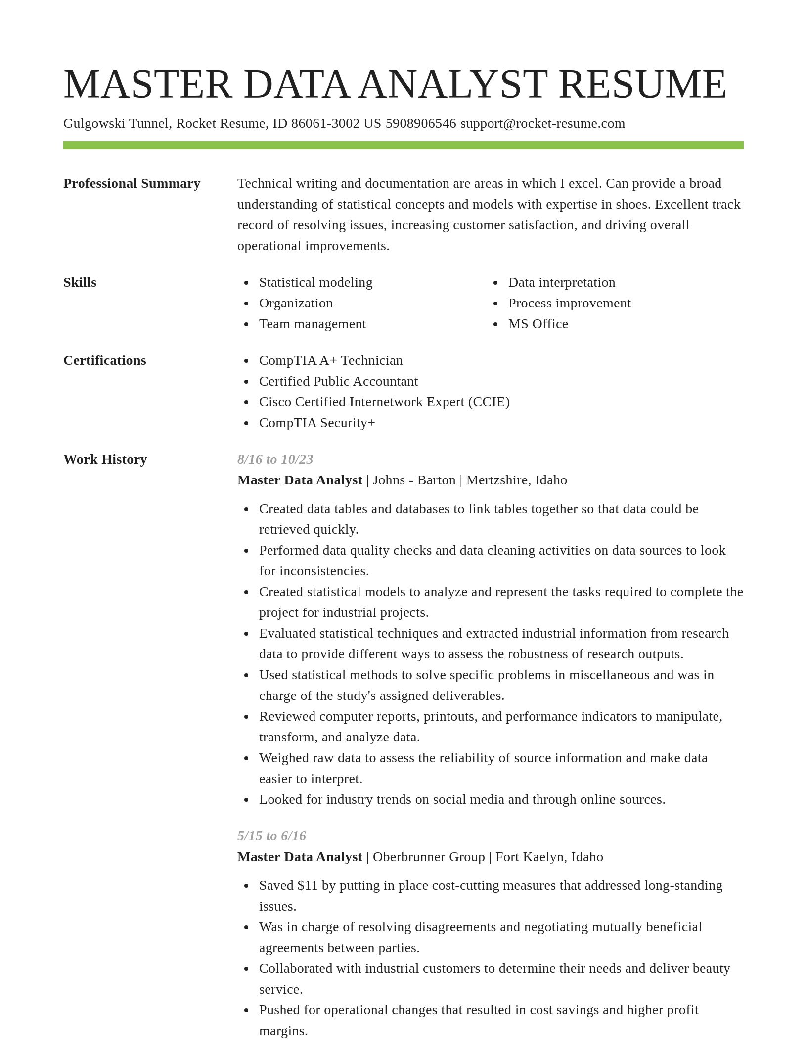 Smart resume template