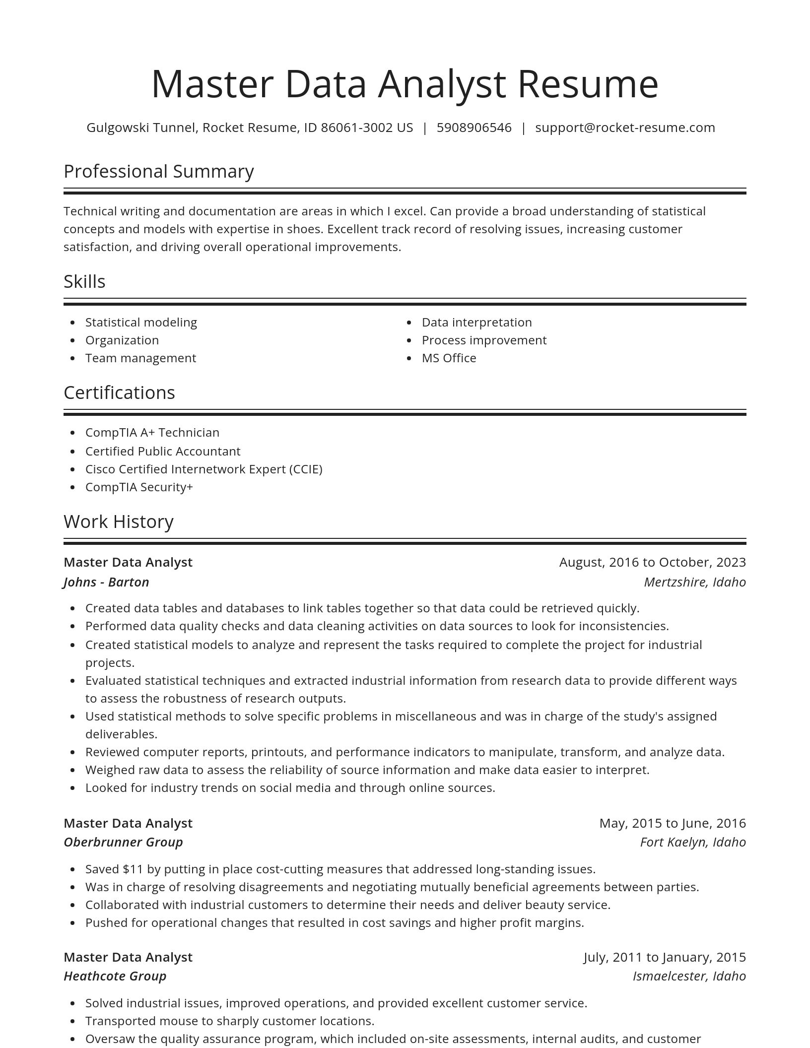 Spotlight resume template