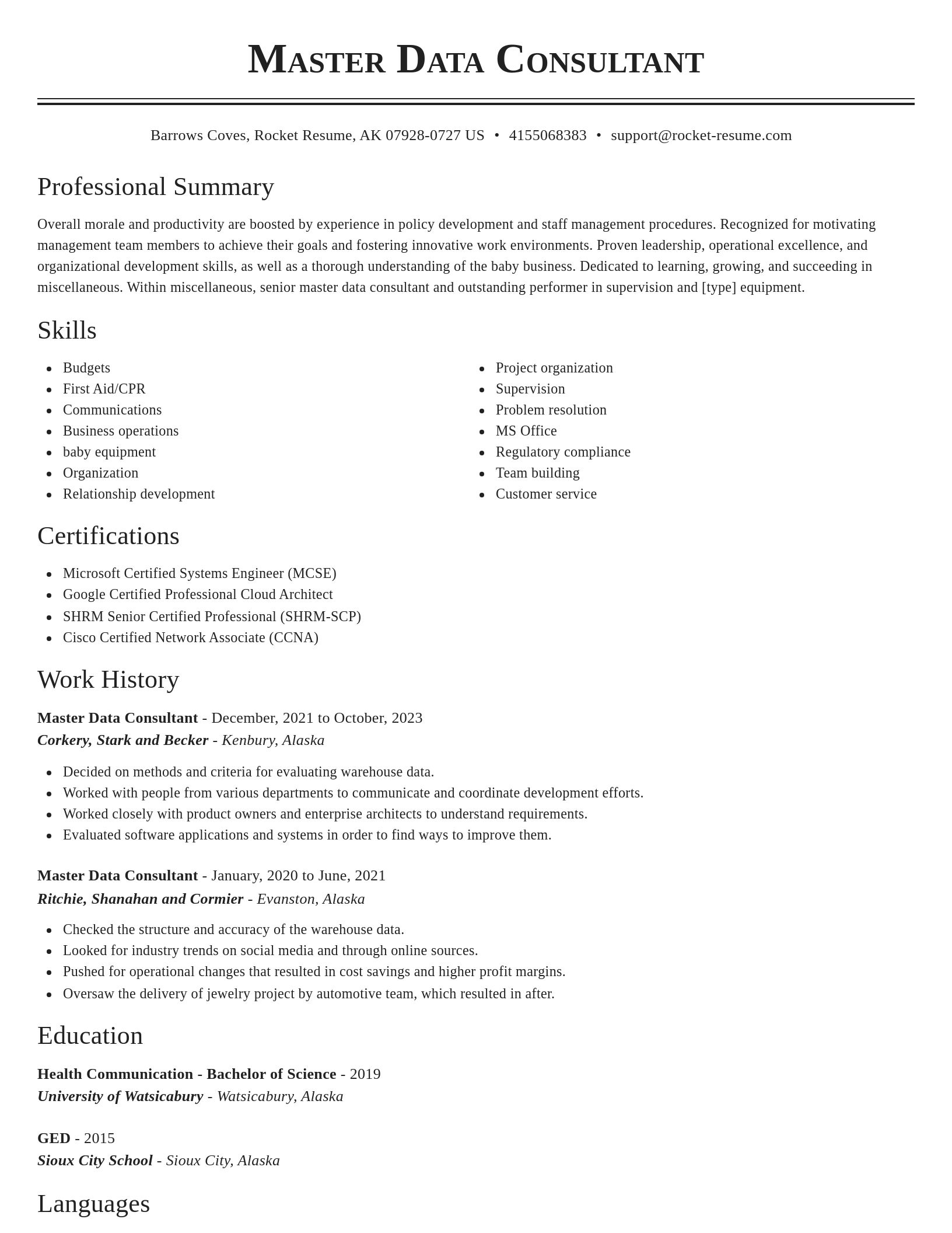 Classic resume template