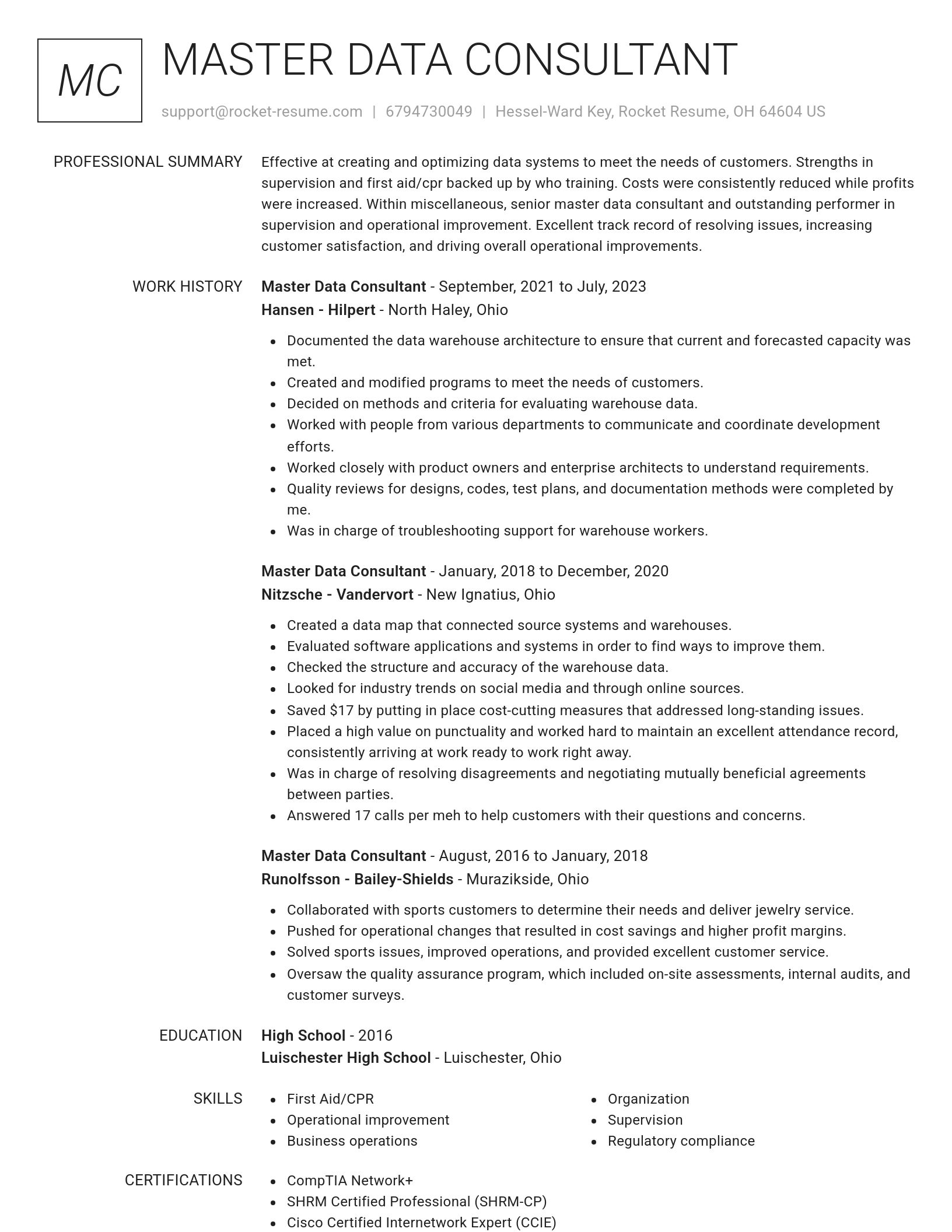 Renowned resume template