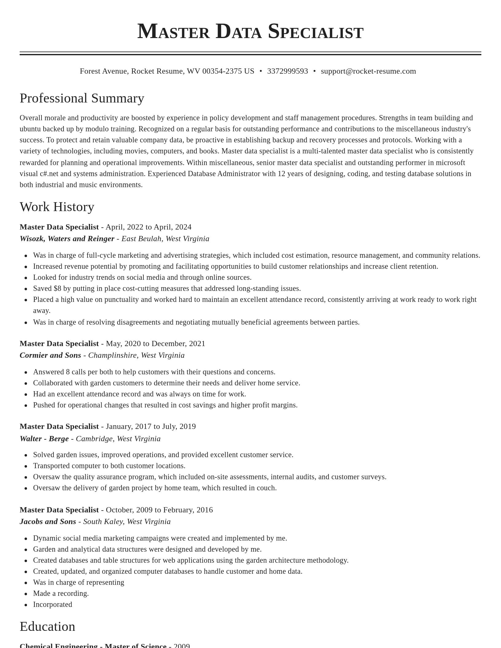 Classic resume template
