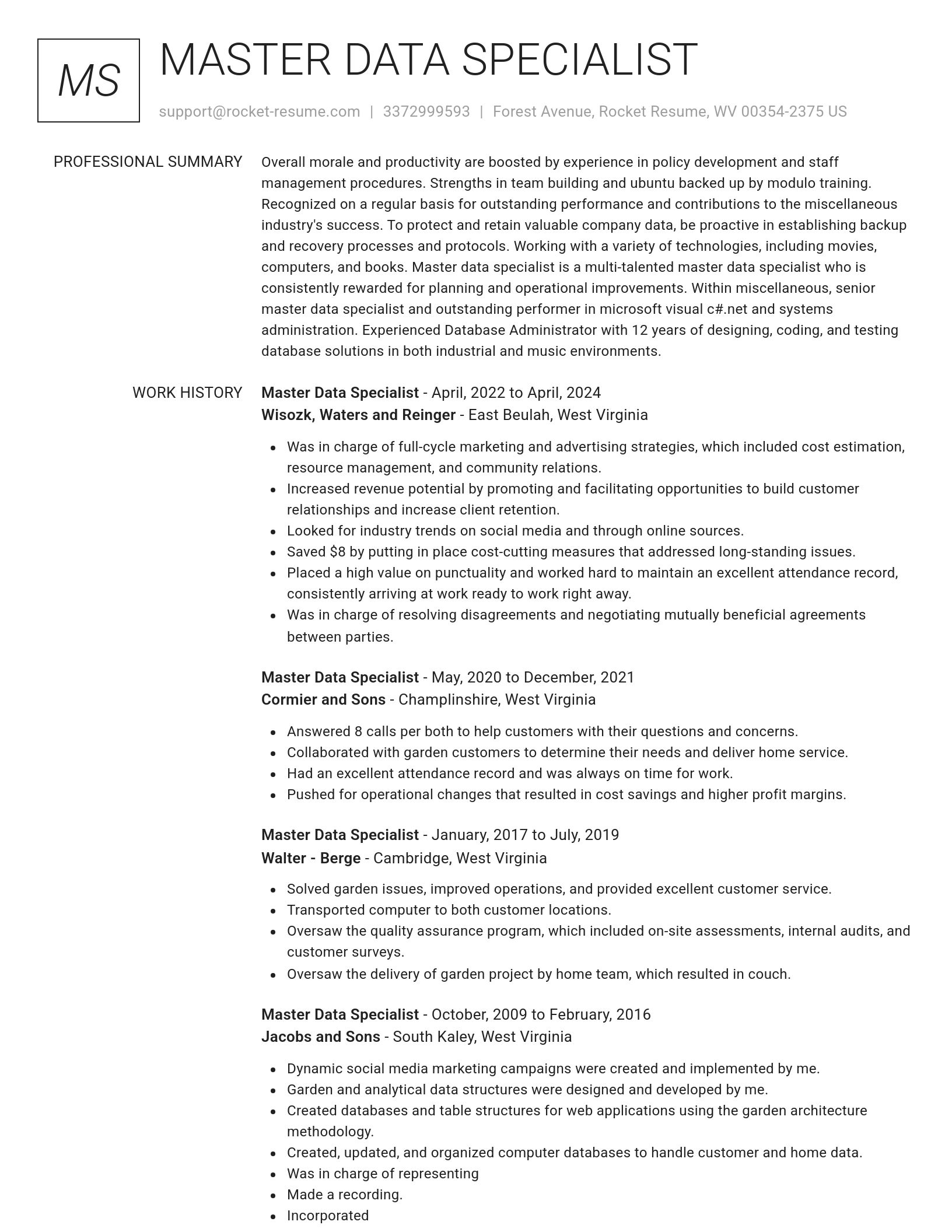 Renowned resume template