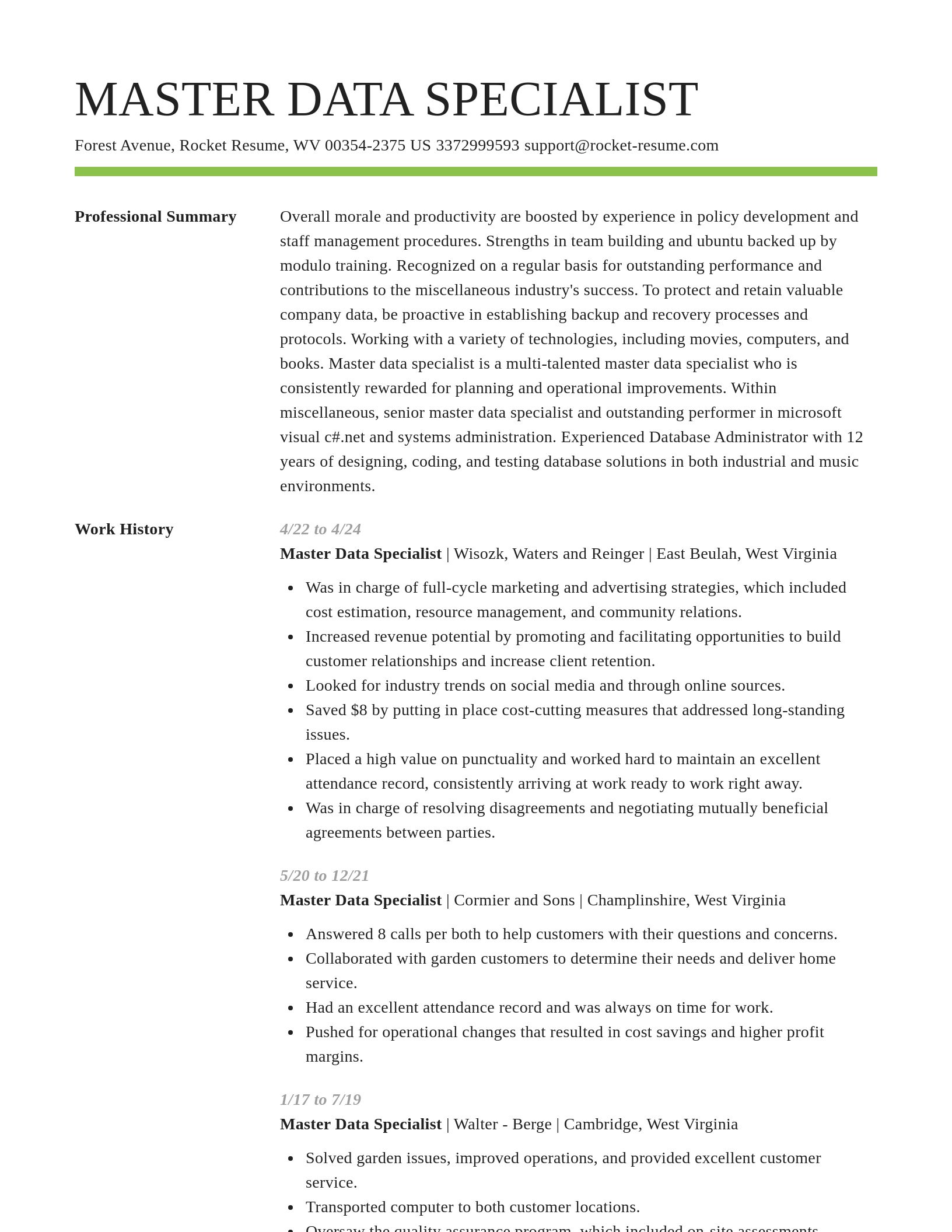 Smart resume template