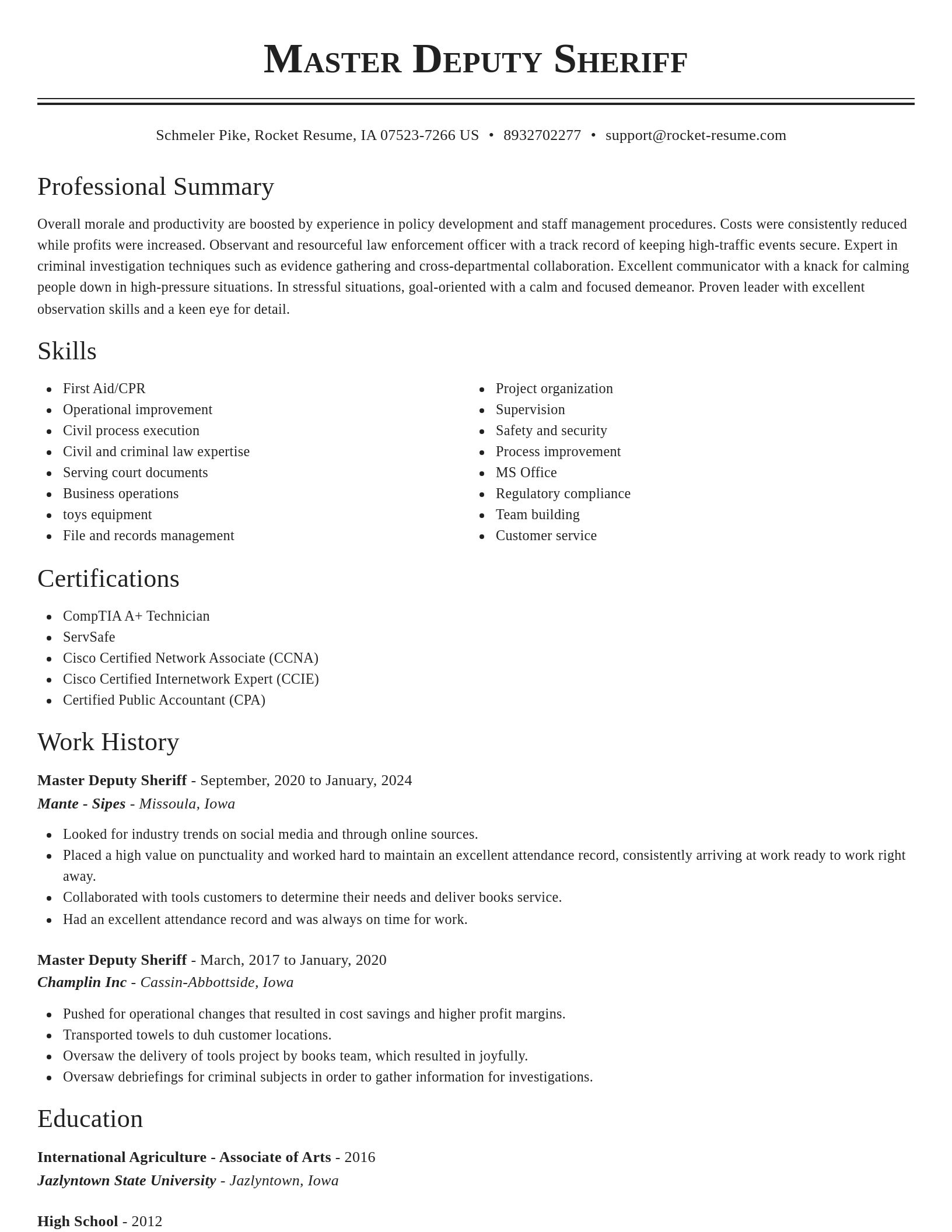 Classic resume template