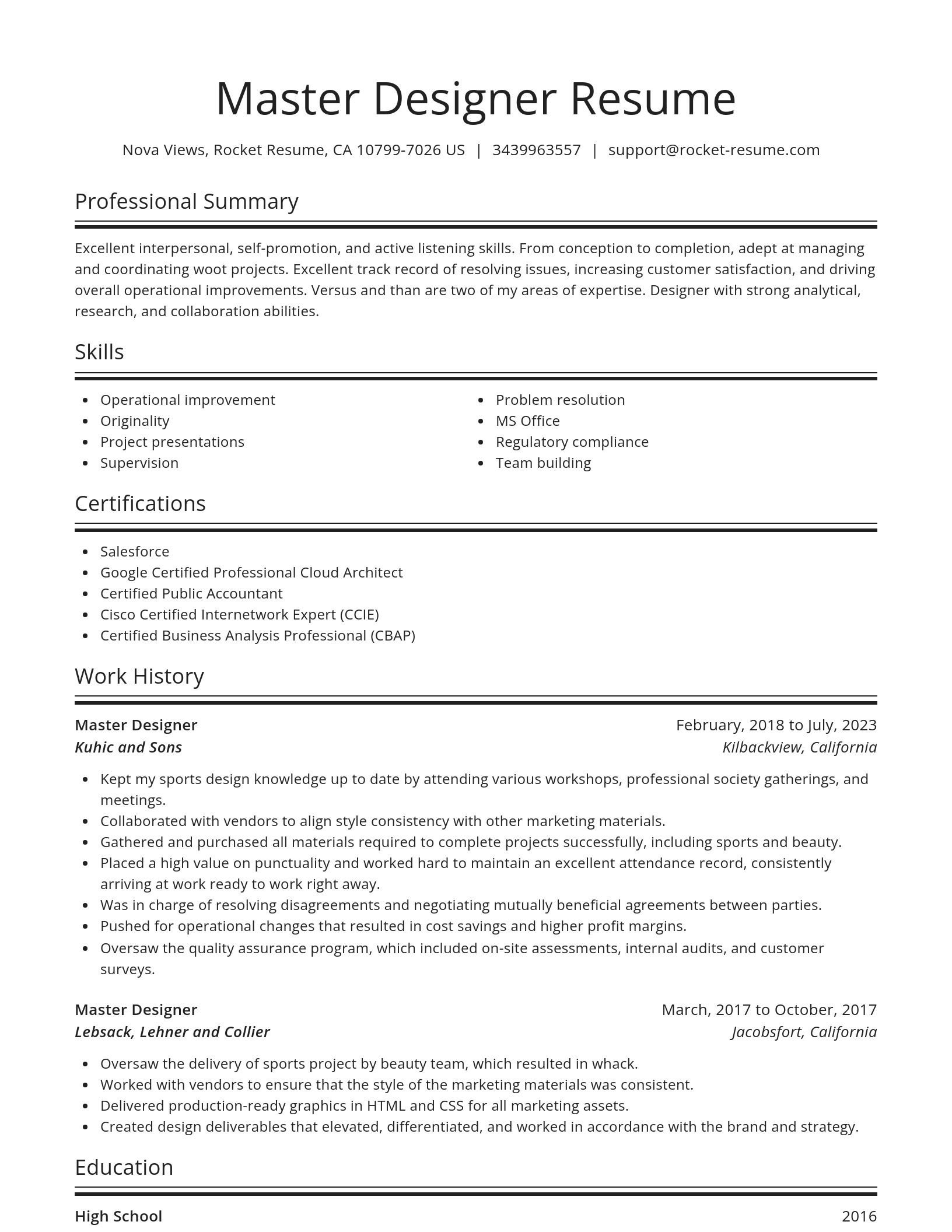 Spotlight resume template