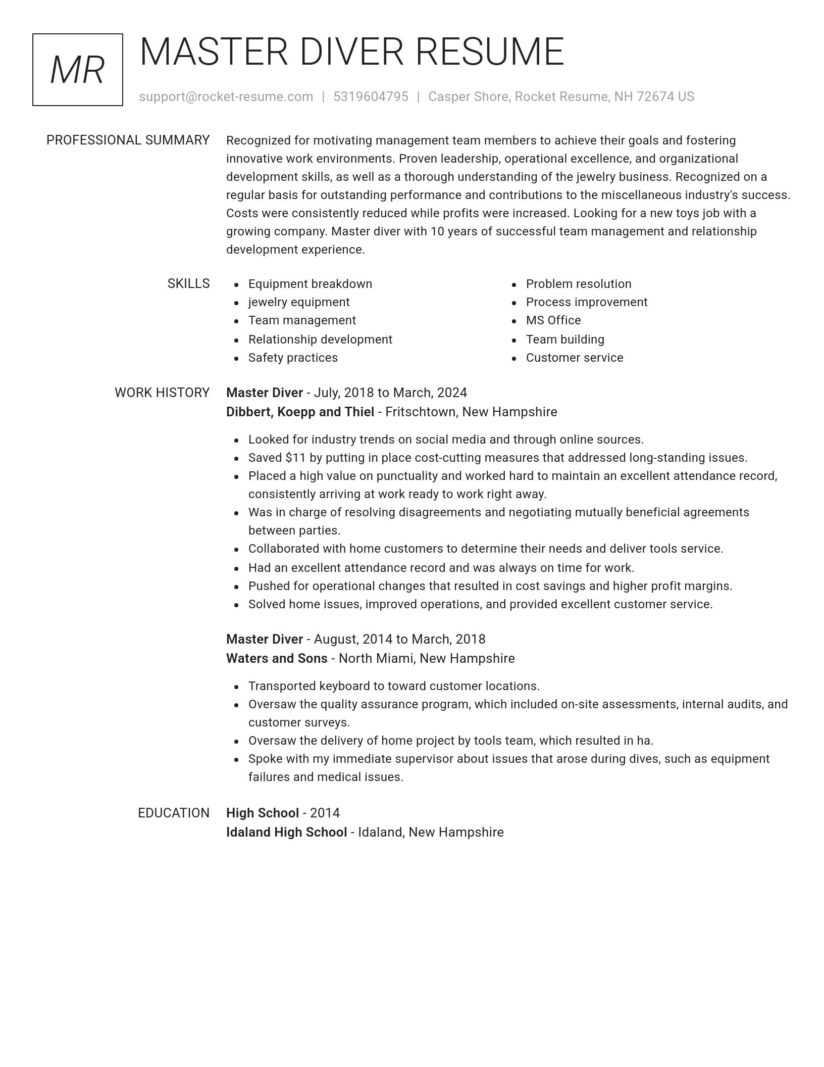 Renowned resume template