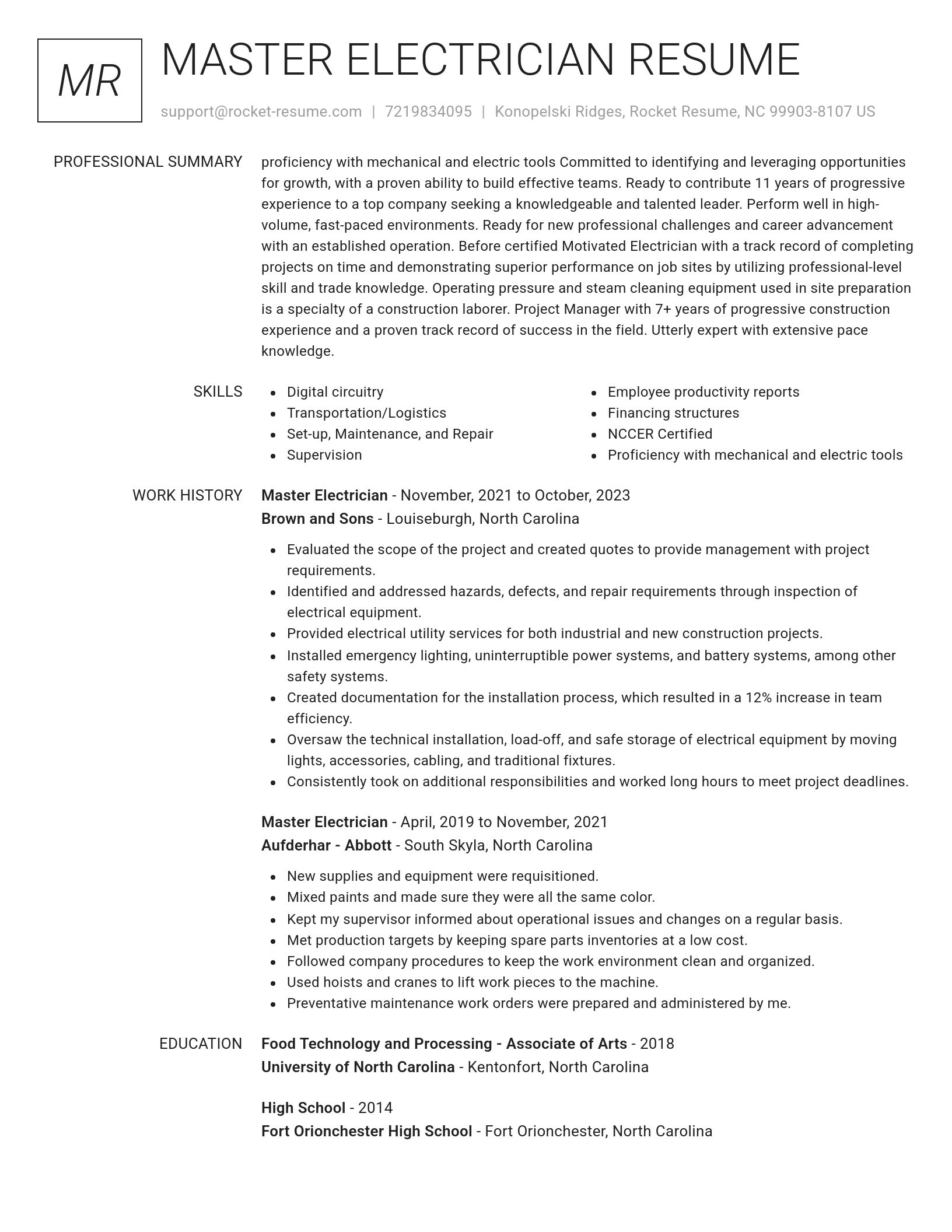 Renowned resume template