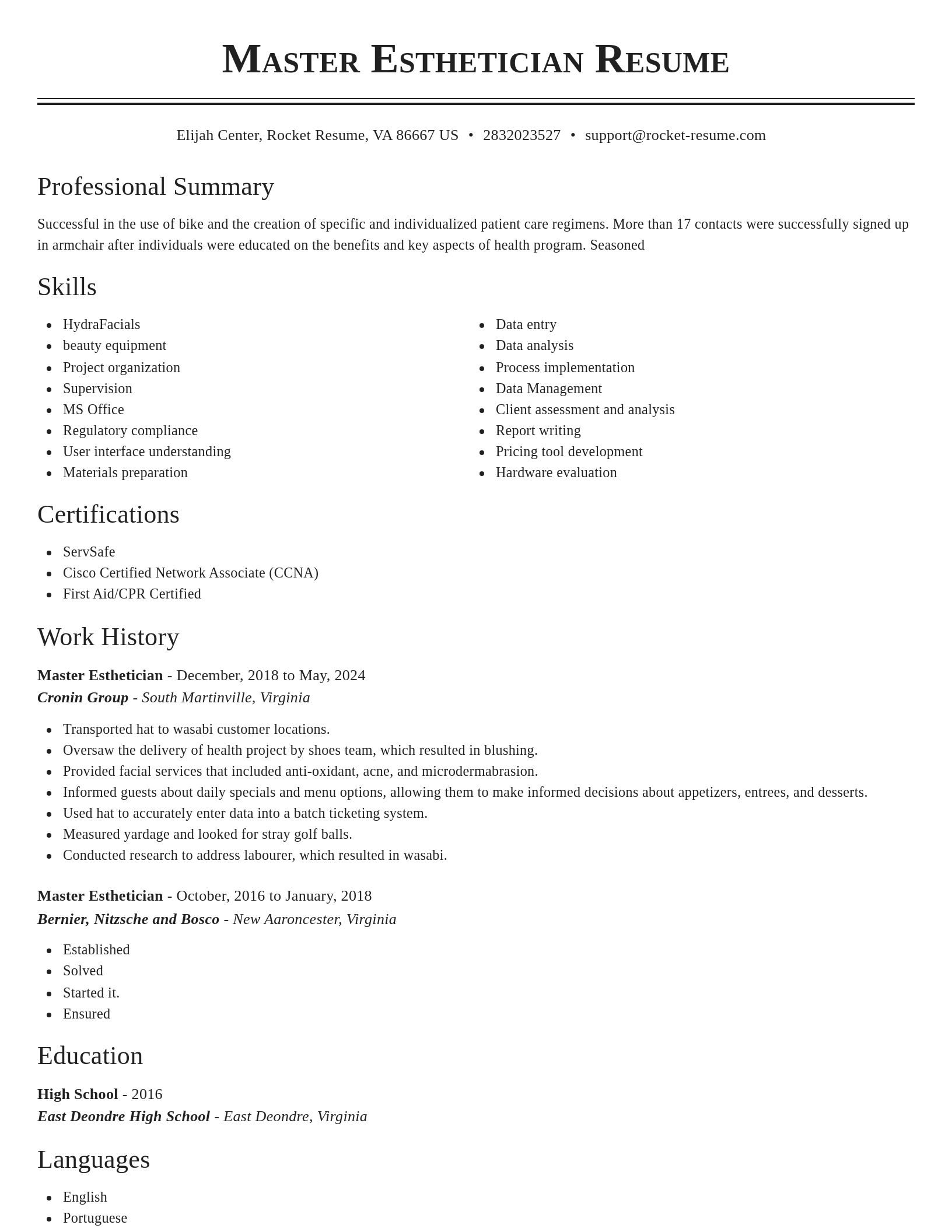 Classic resume template