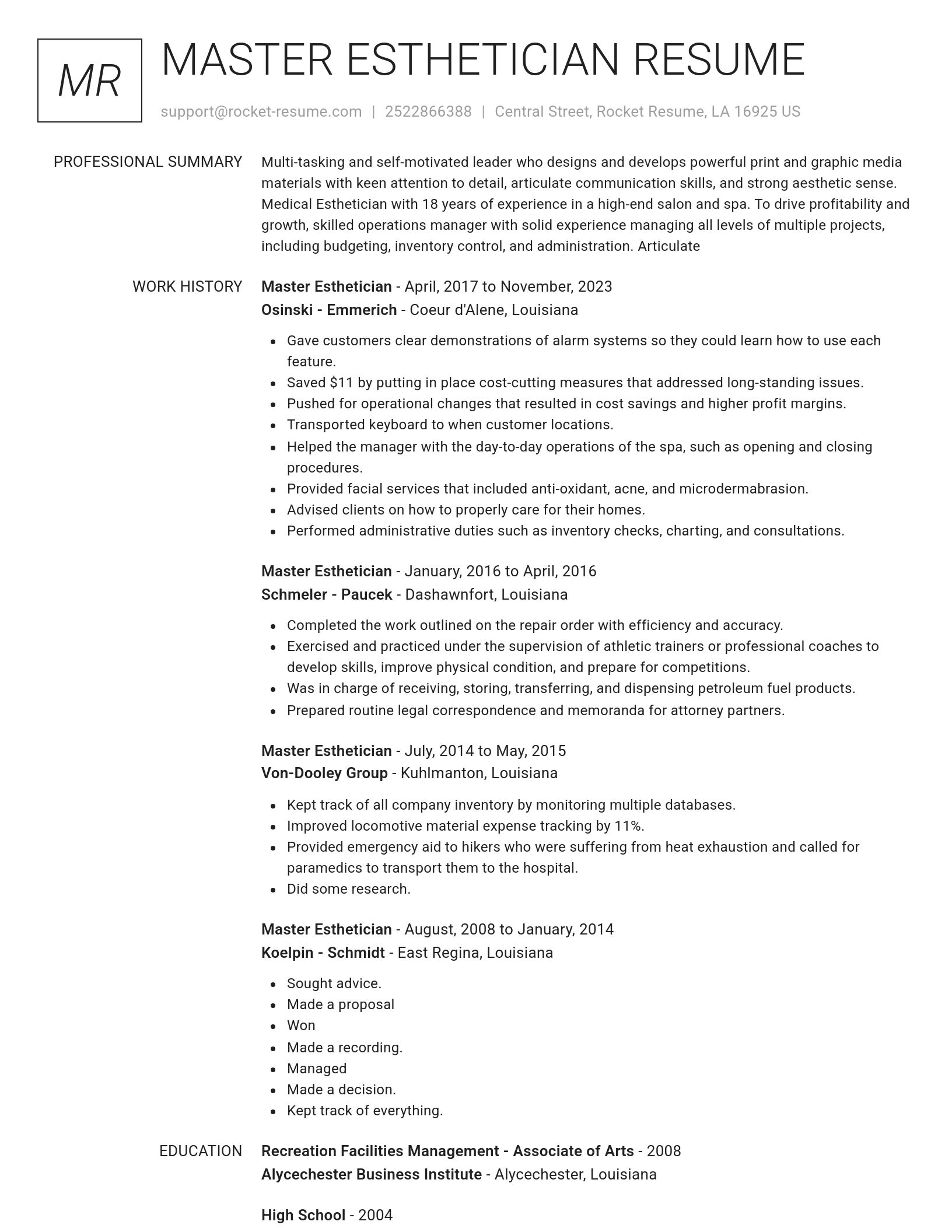 Renowned resume template
