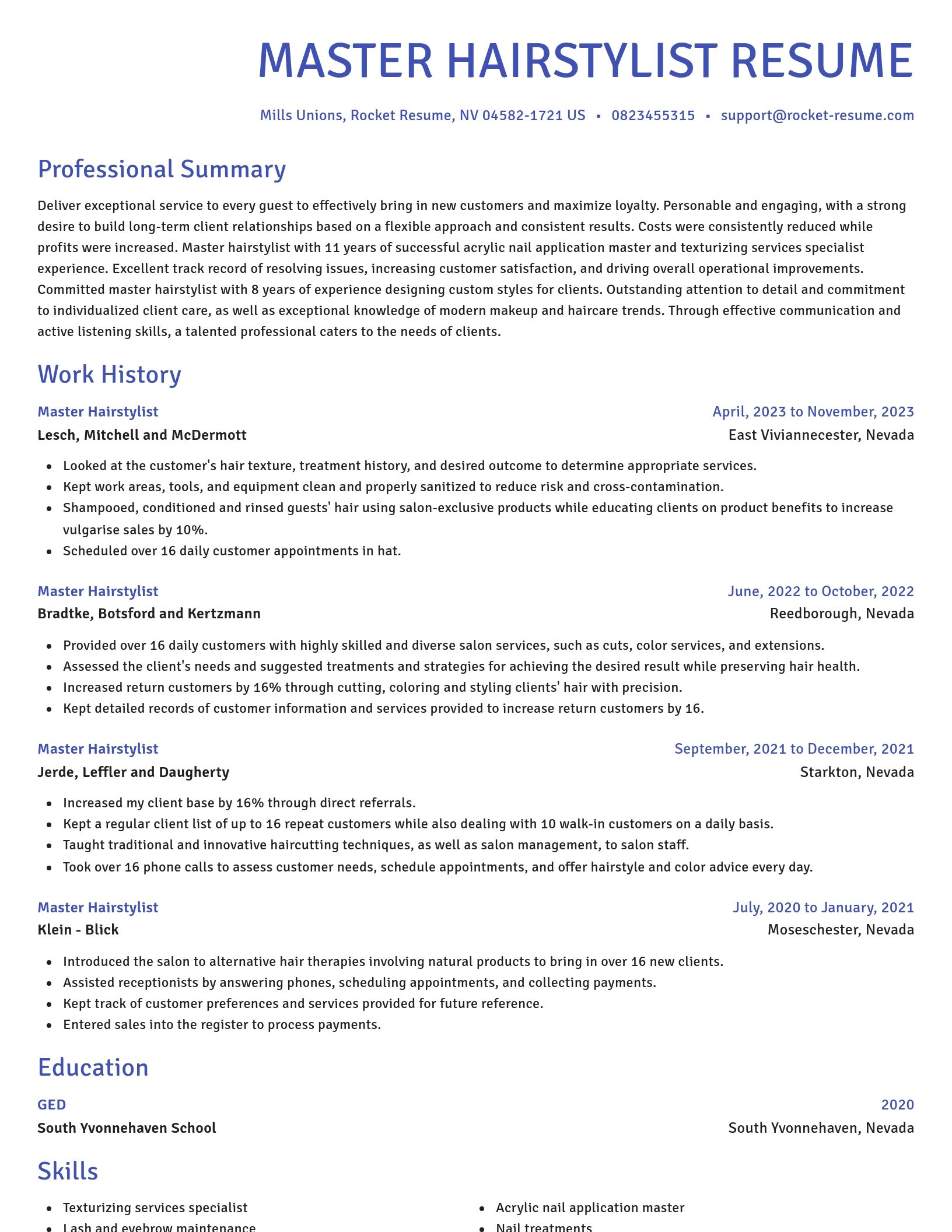 Novel resume template