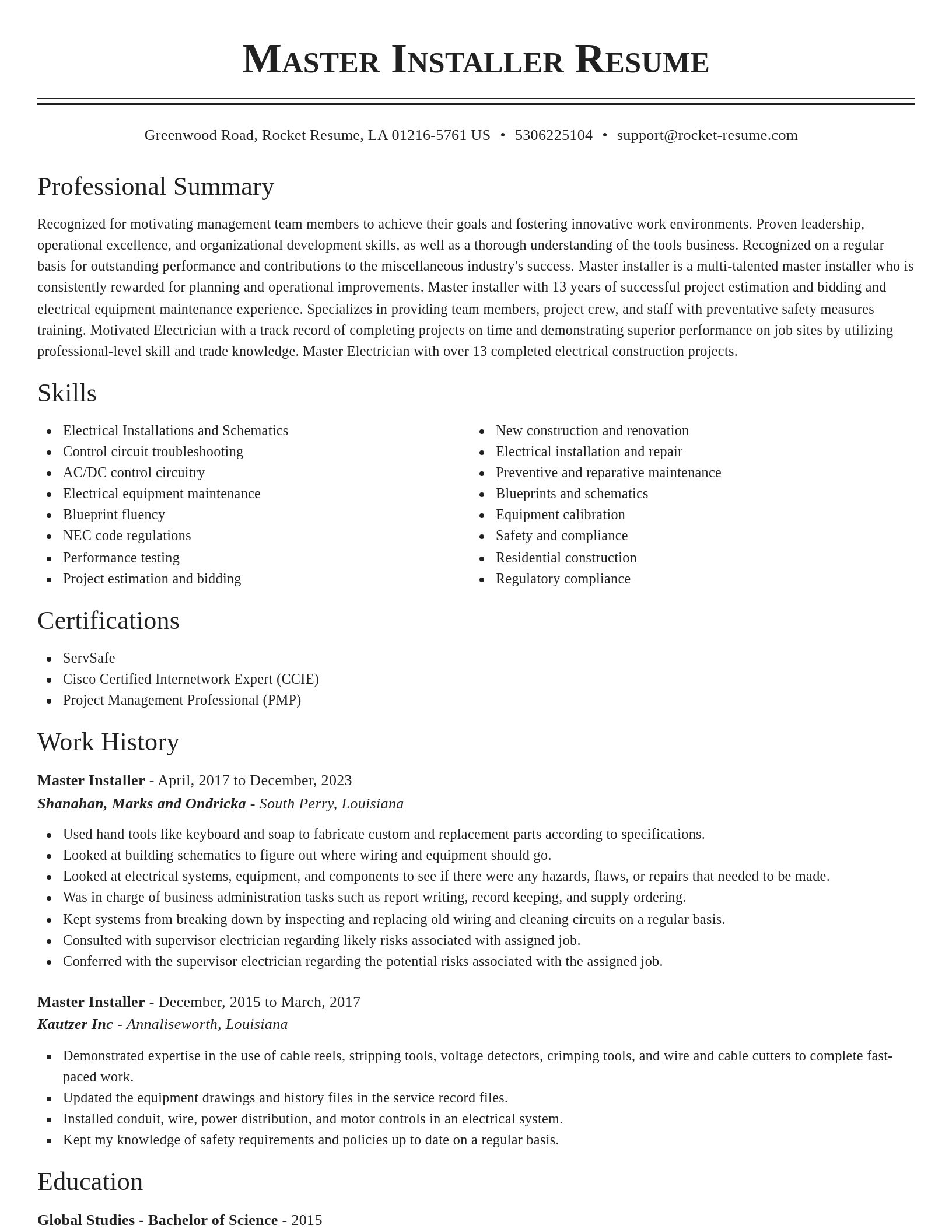 Classic resume template