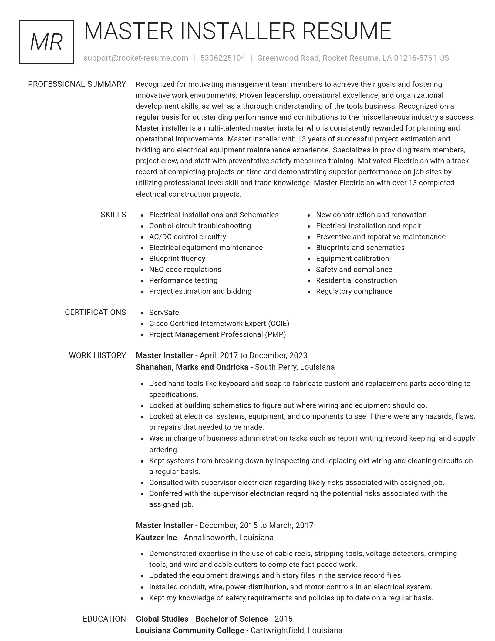 Renowned resume template
