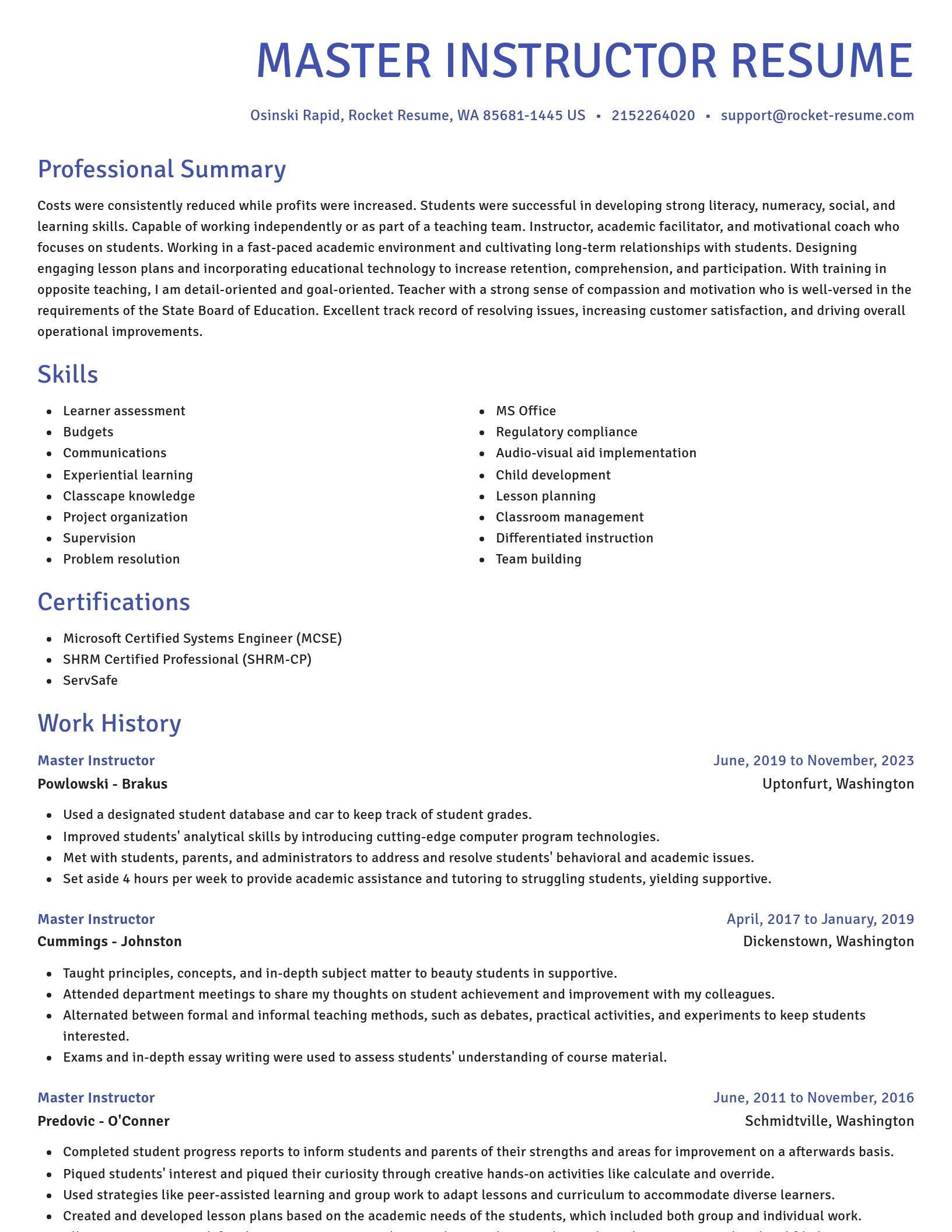 Novel resume template