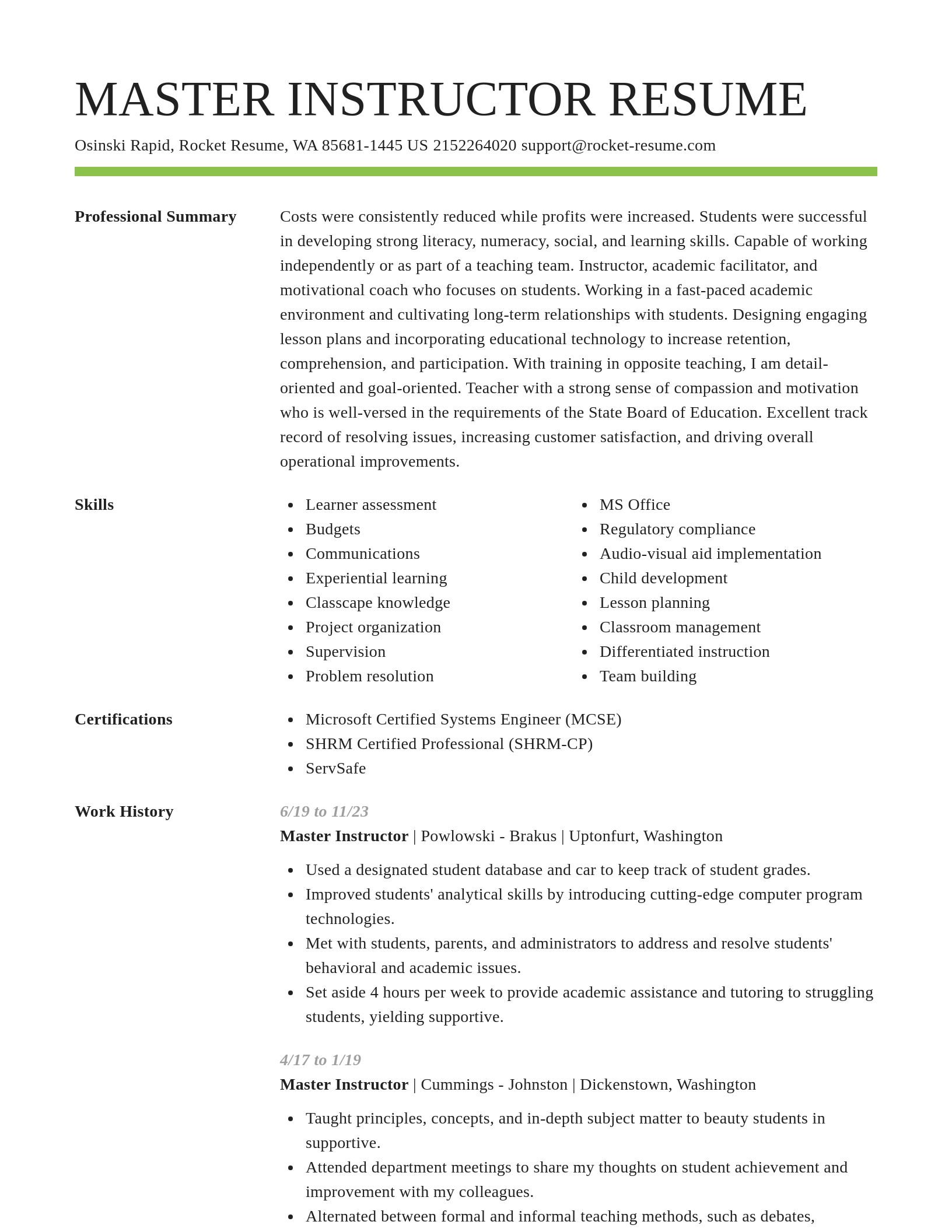 Smart resume template