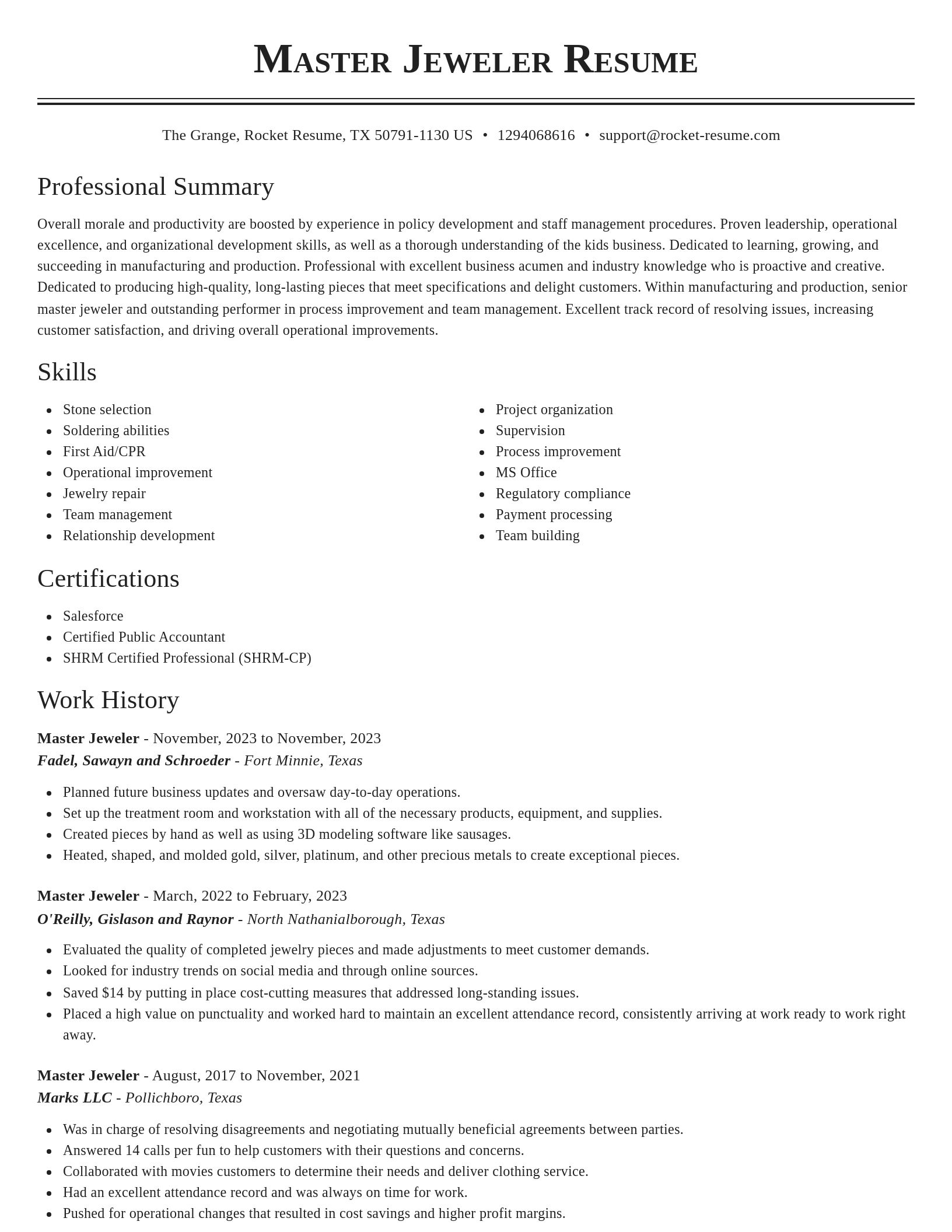 Classic resume template