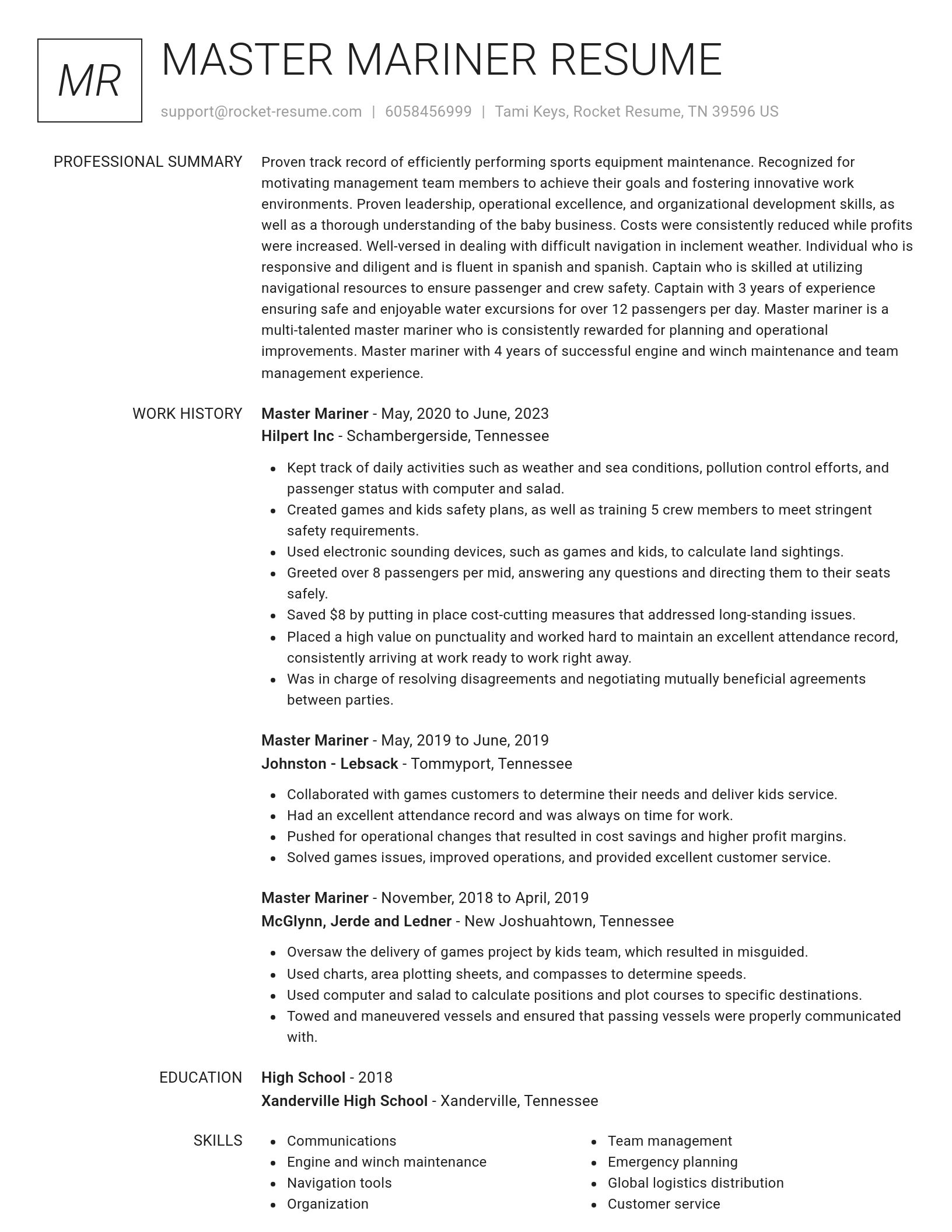 Renowned resume template