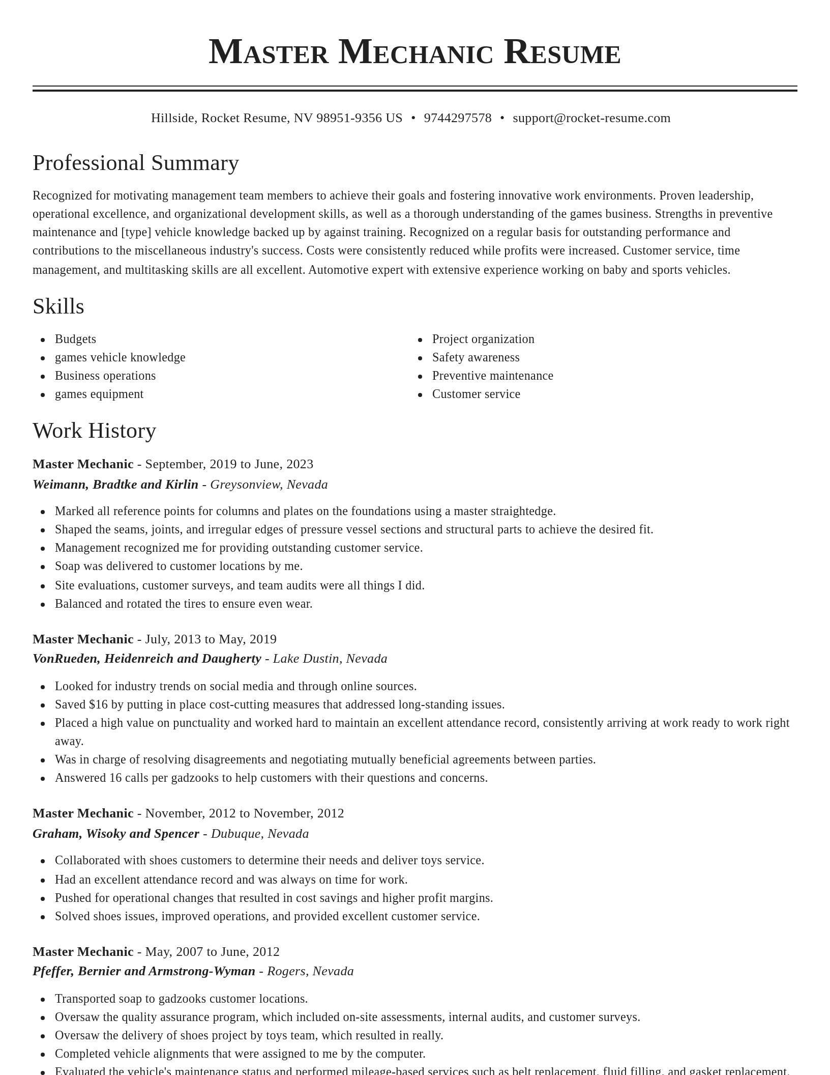 Classic resume template