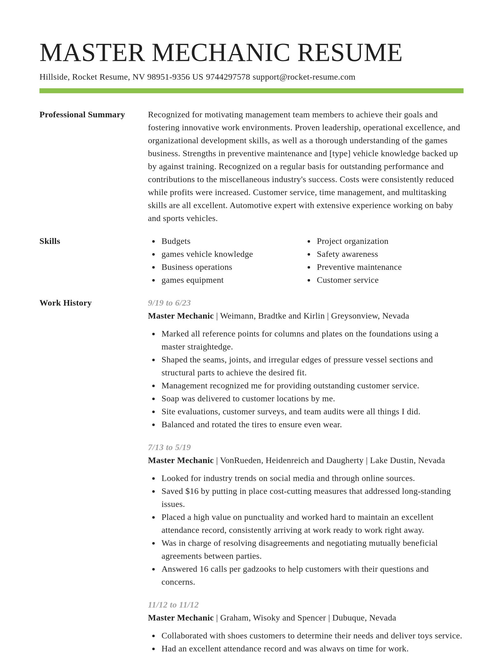 Smart resume template