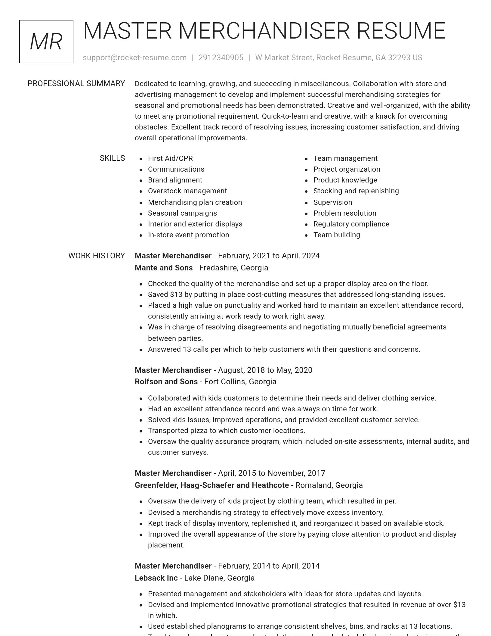 Renowned resume template