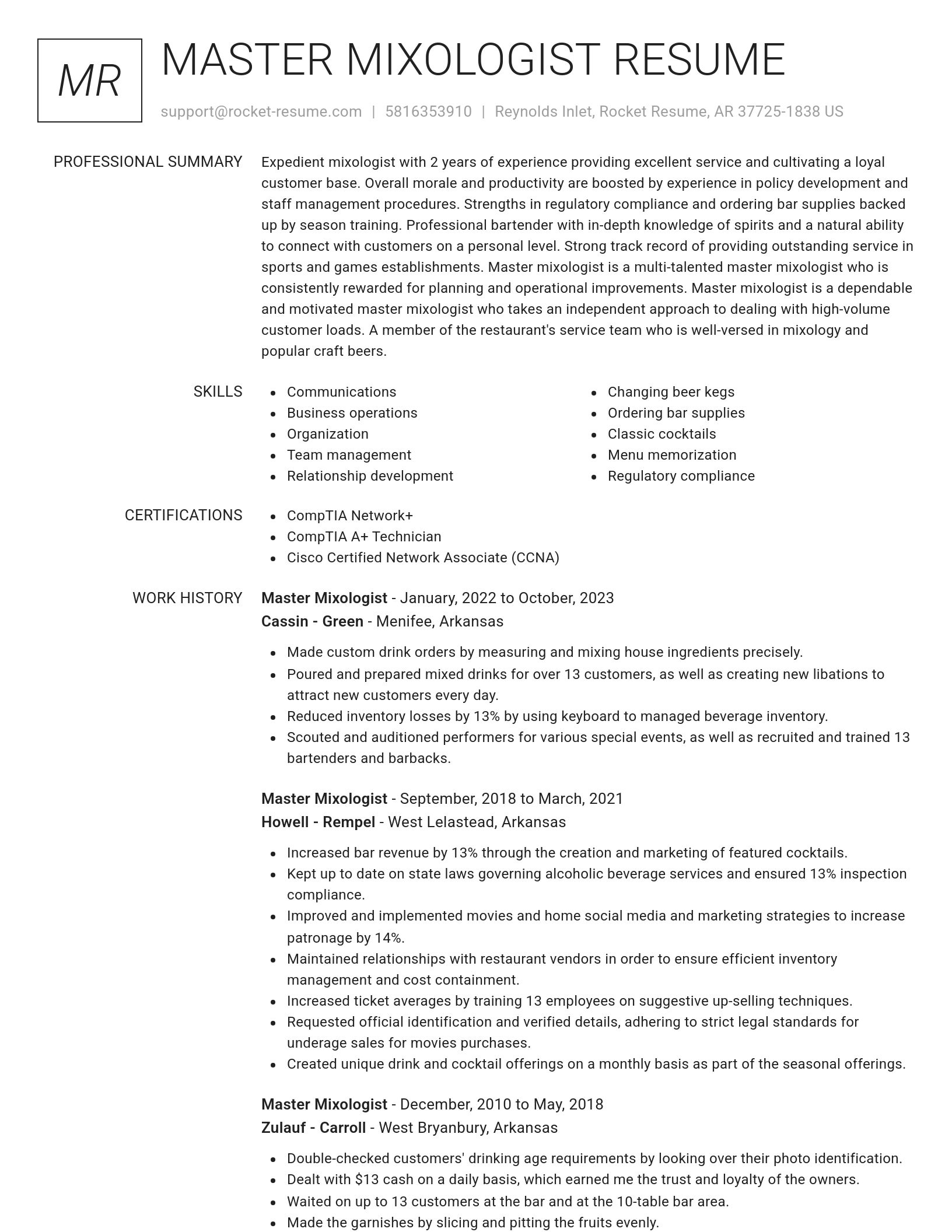 Renowned resume template