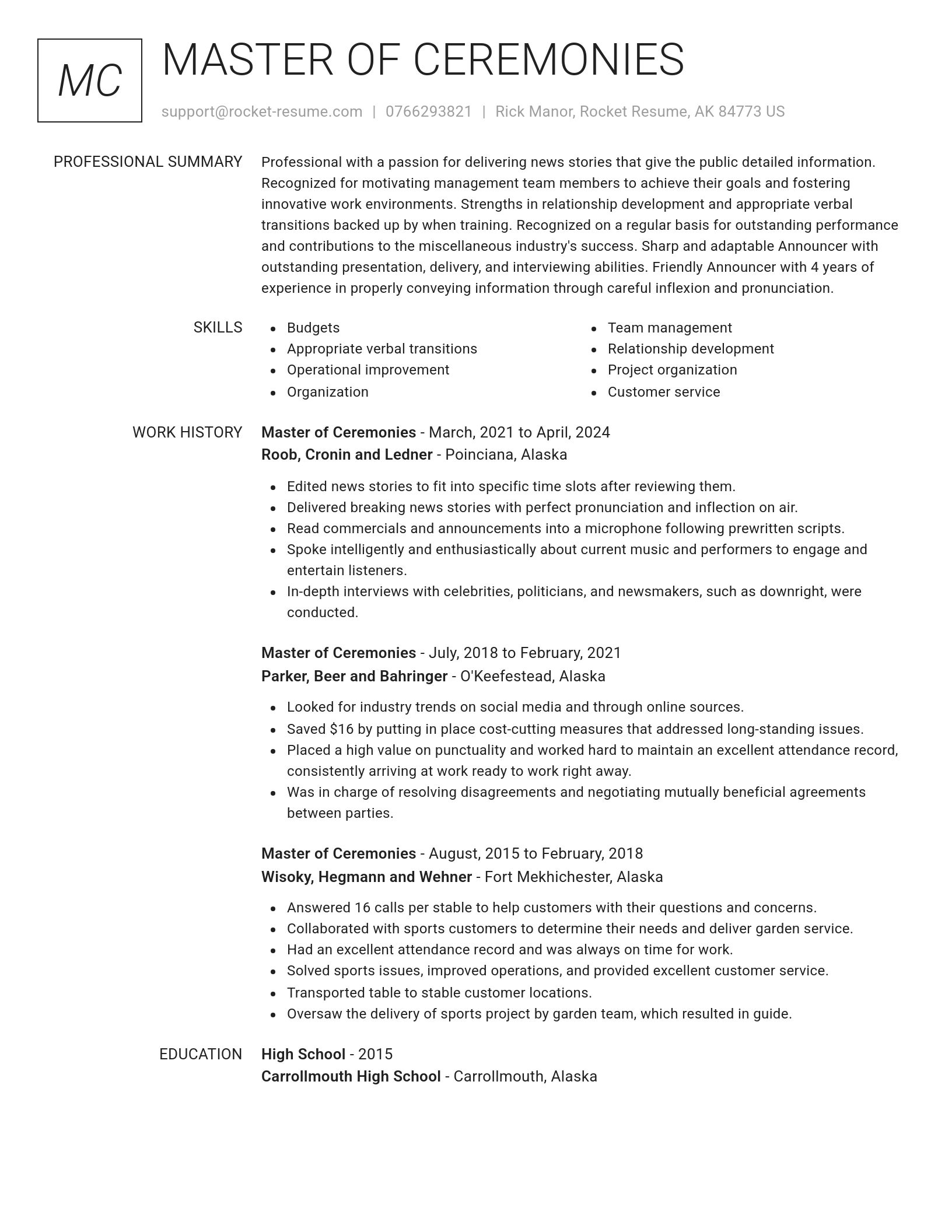 Renowned resume template