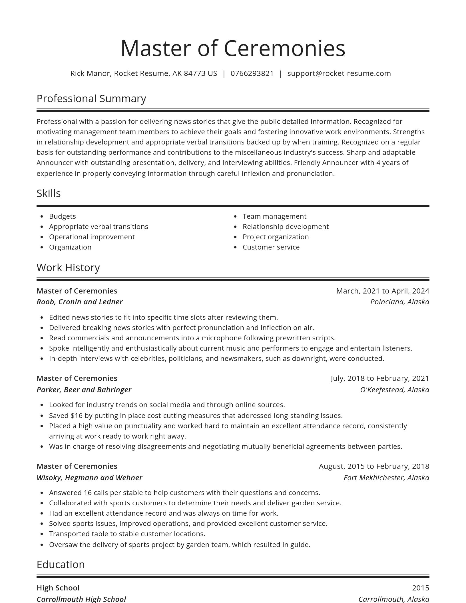 Spotlight resume template